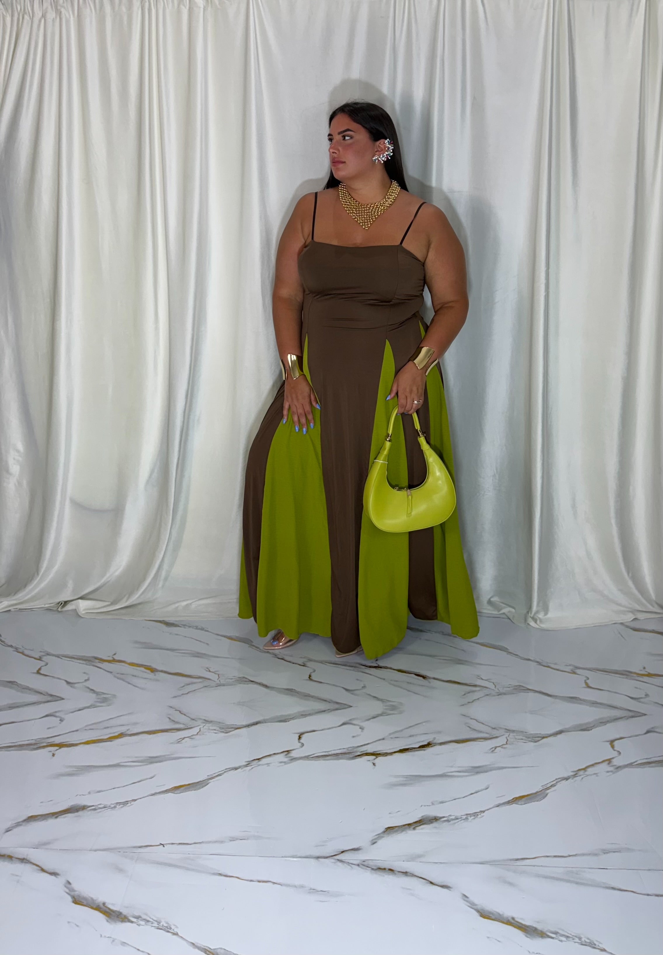 Dress bicolor marrone