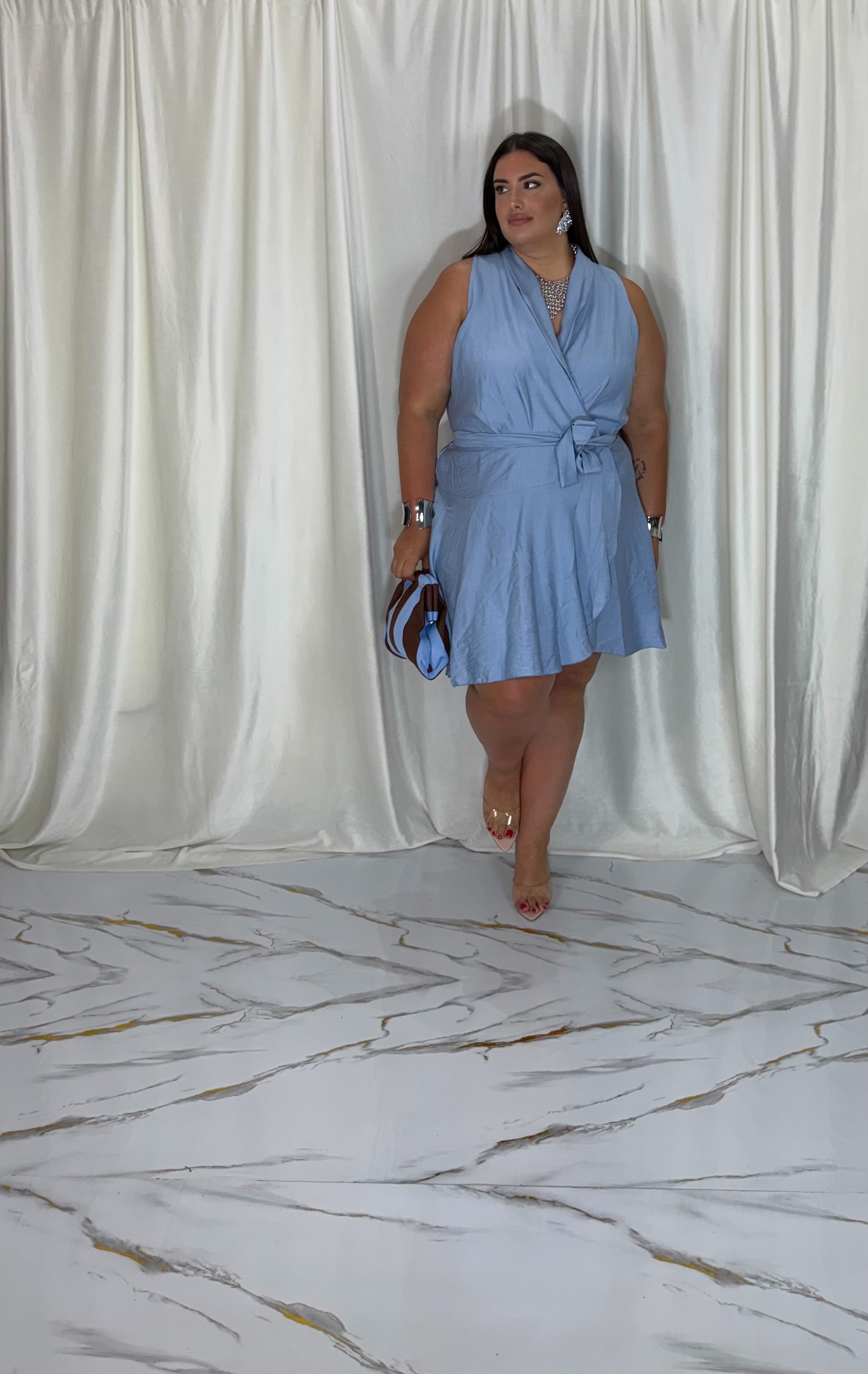 Dress a portafoglio Giusy celeste