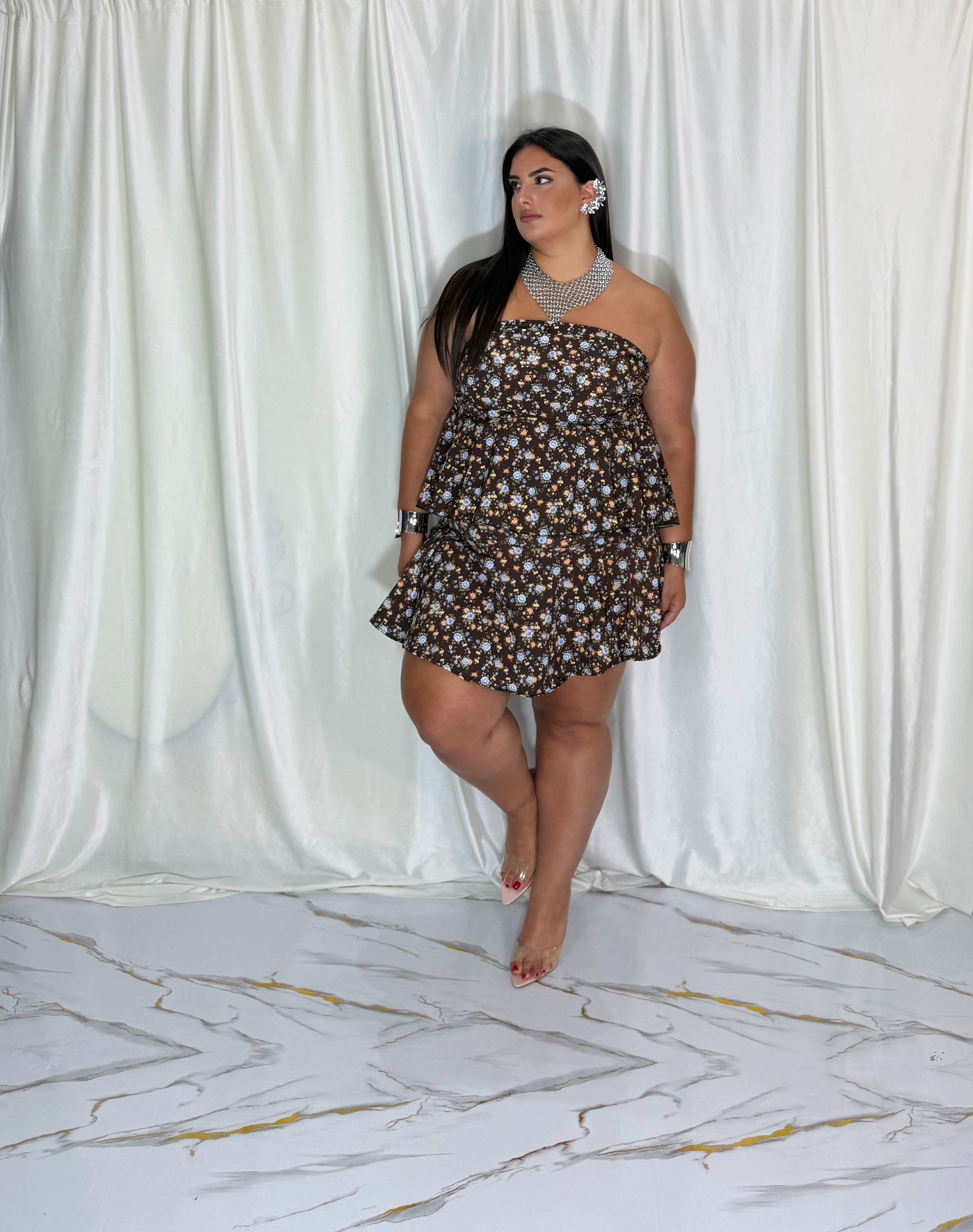 Coordinato floreale marrone