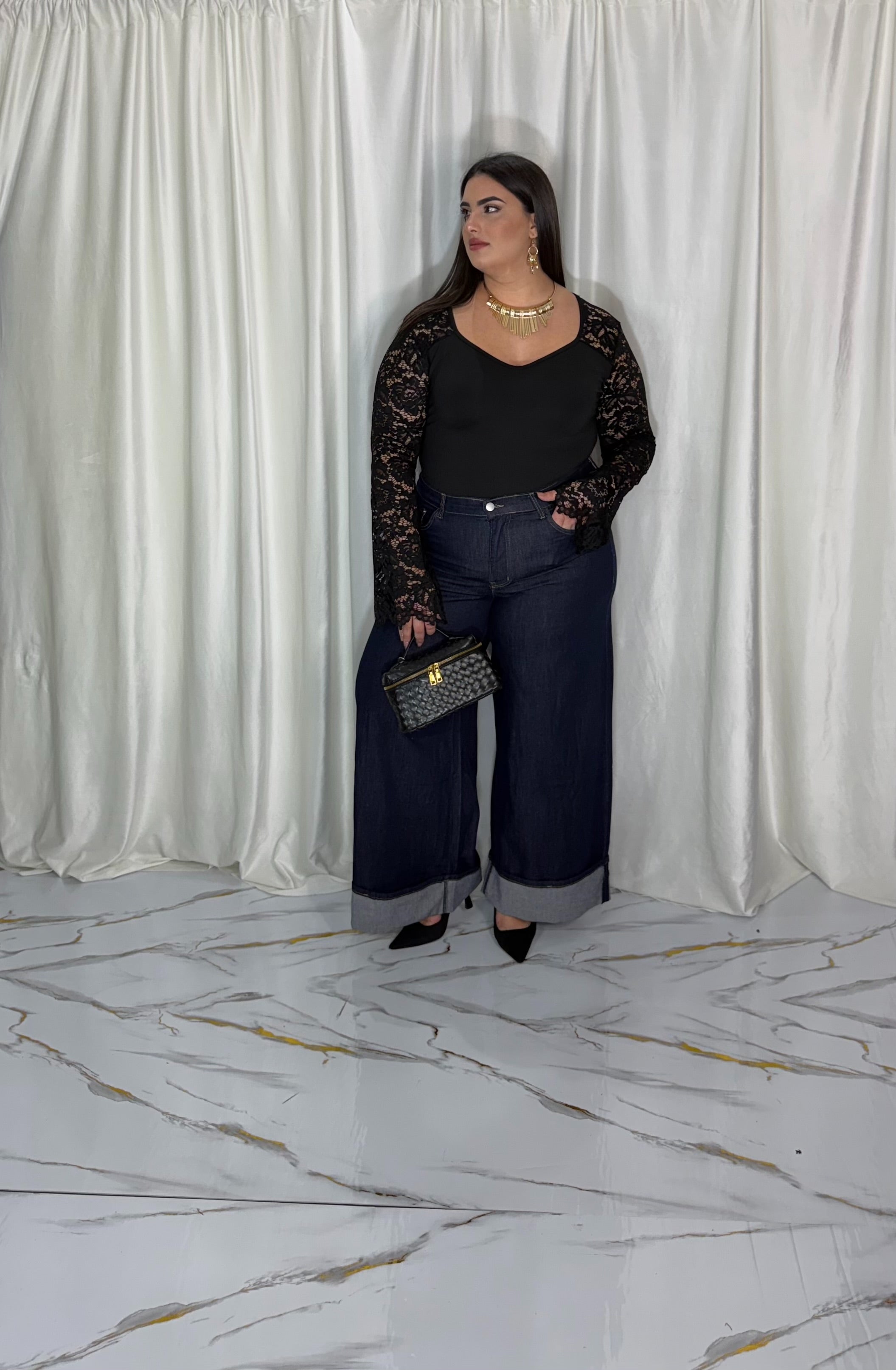 Jeans con piegone blu