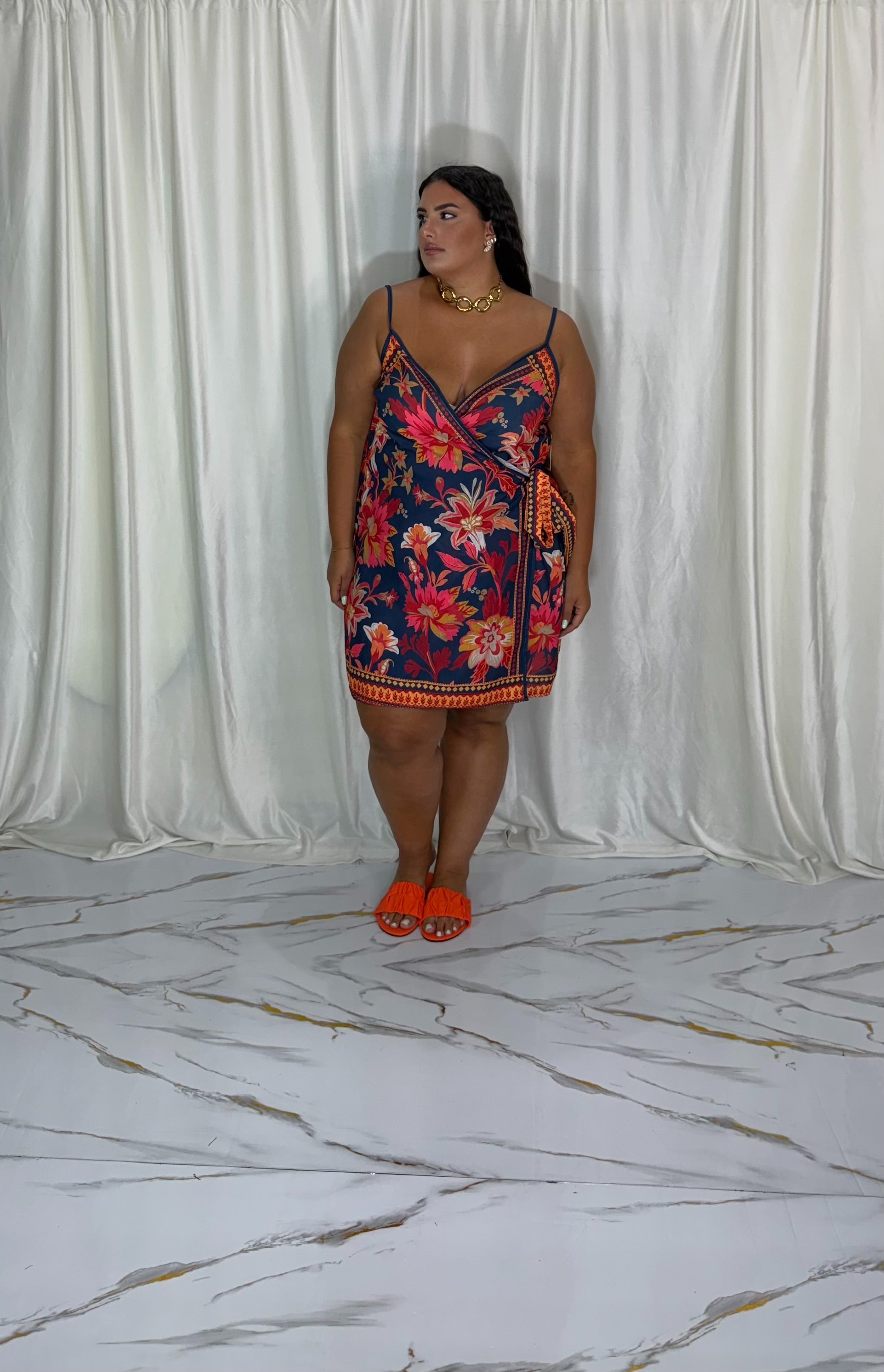 Dress a portafoglio flower arancione