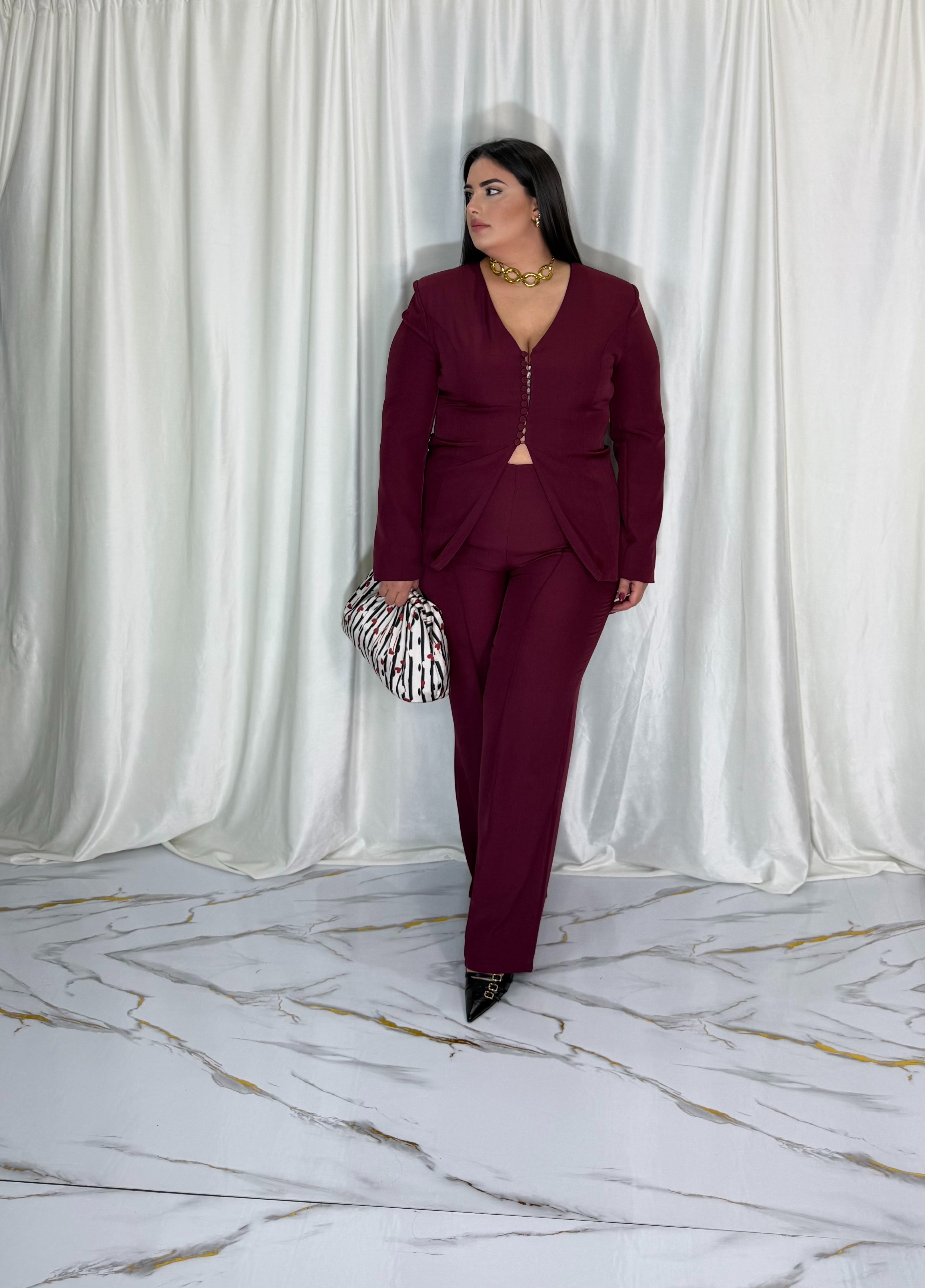 Tailleur bottoni bordo