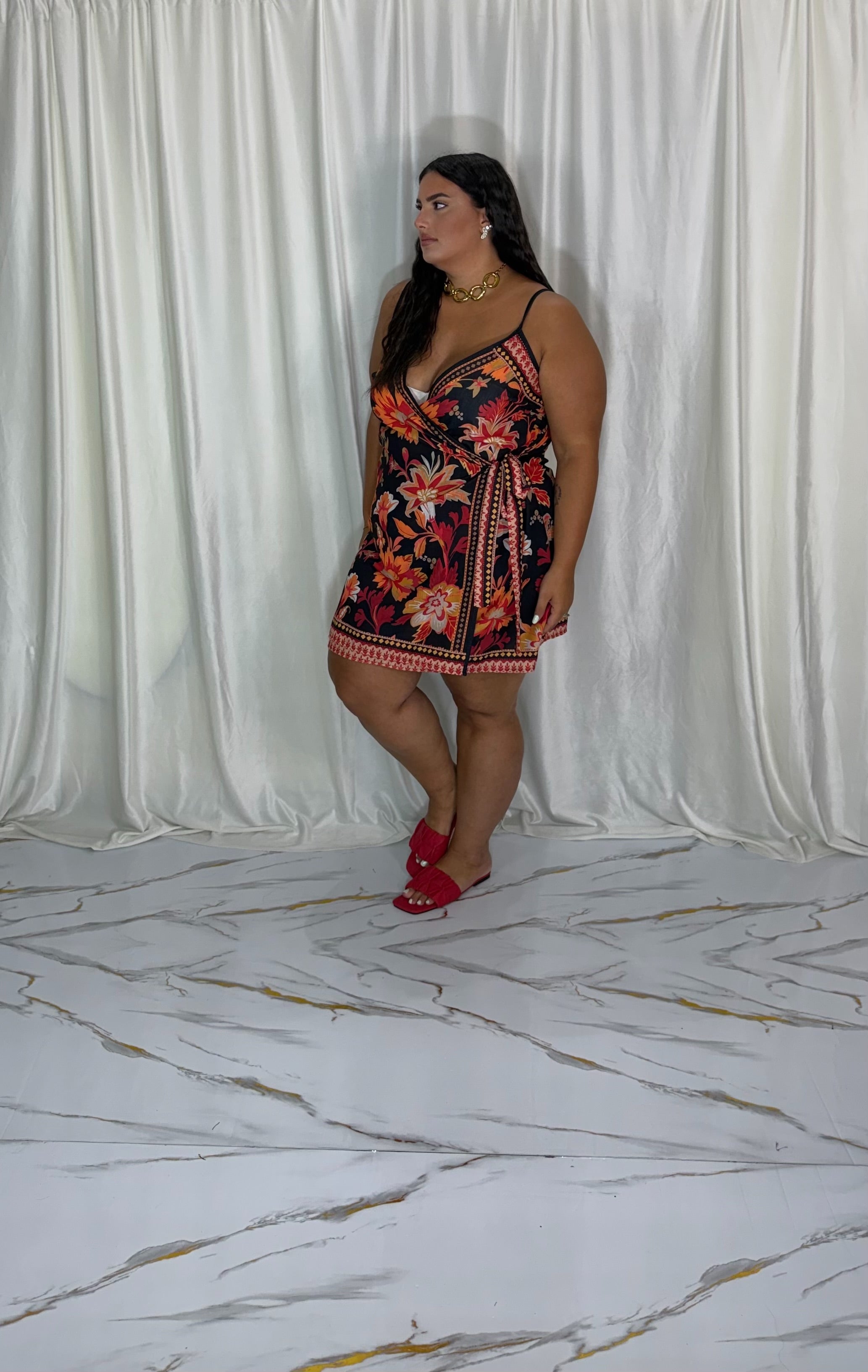 Dress a portafoglio flower rosso
