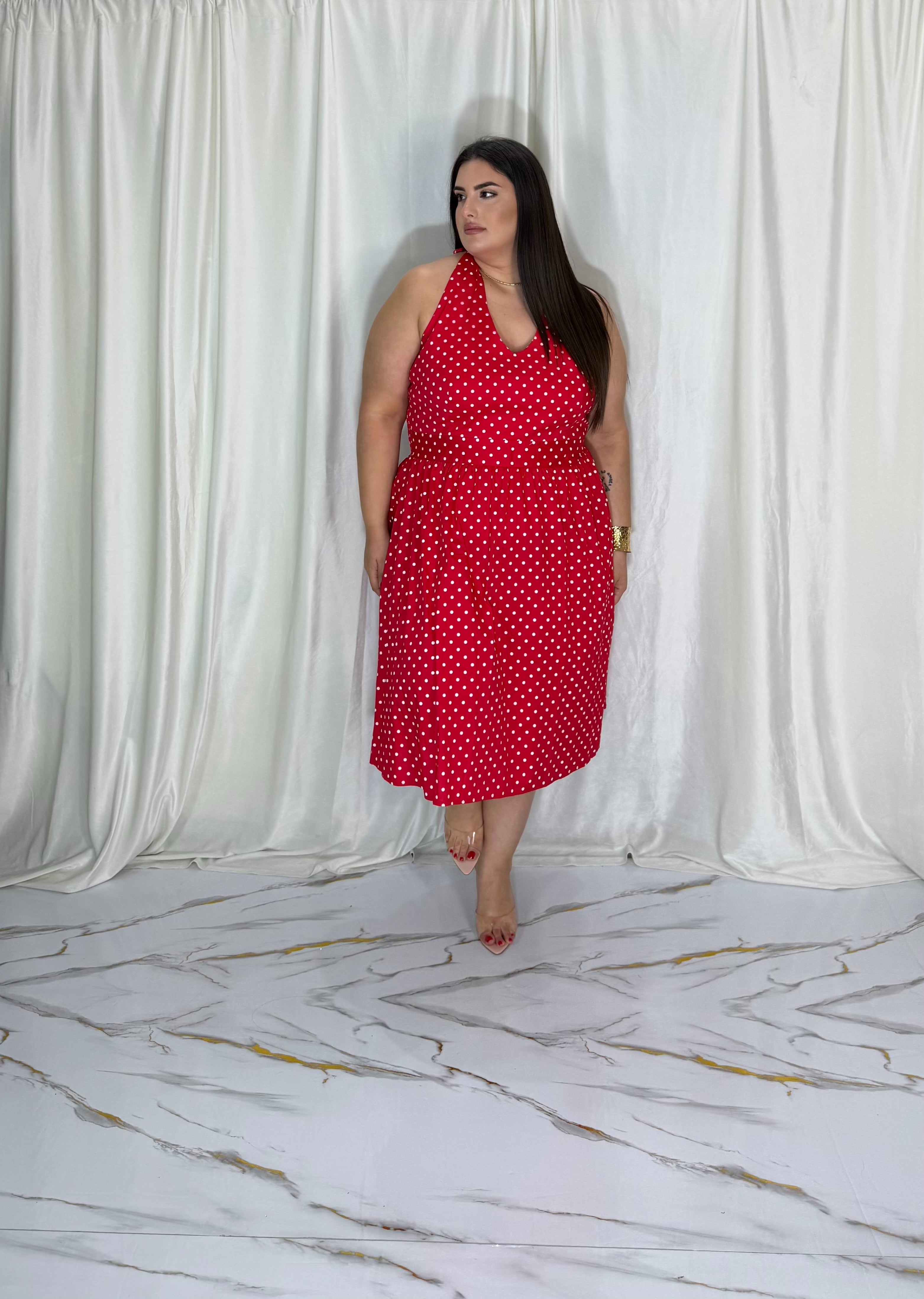 Dress pois rosso