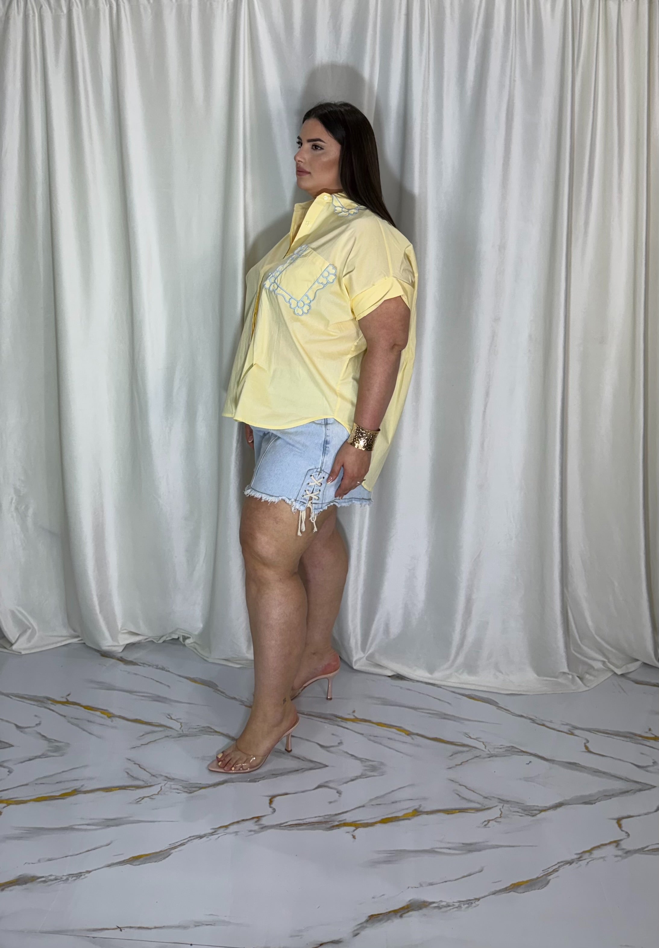 Bermuda in jeans treccia