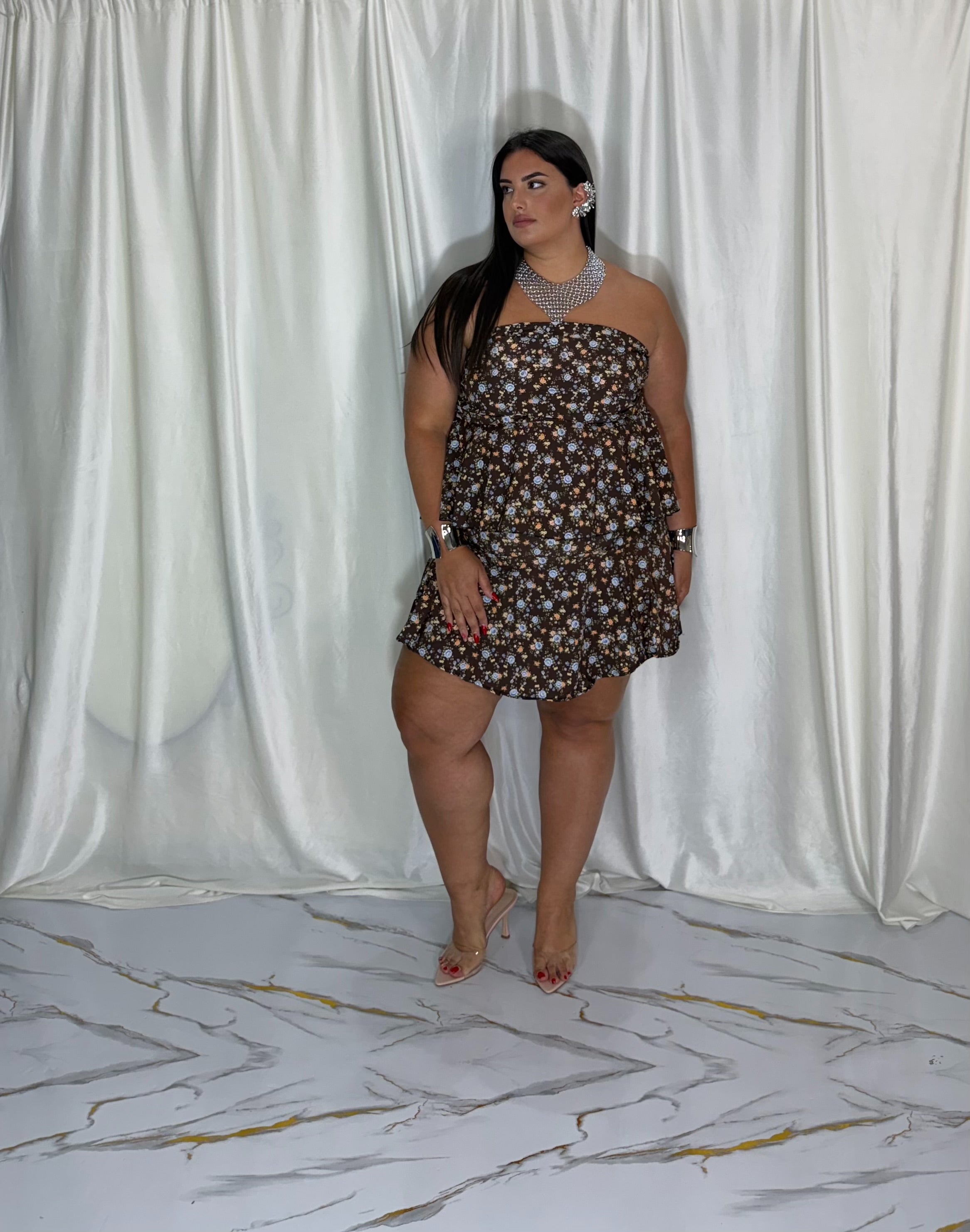 Coordinato floreale marrone
