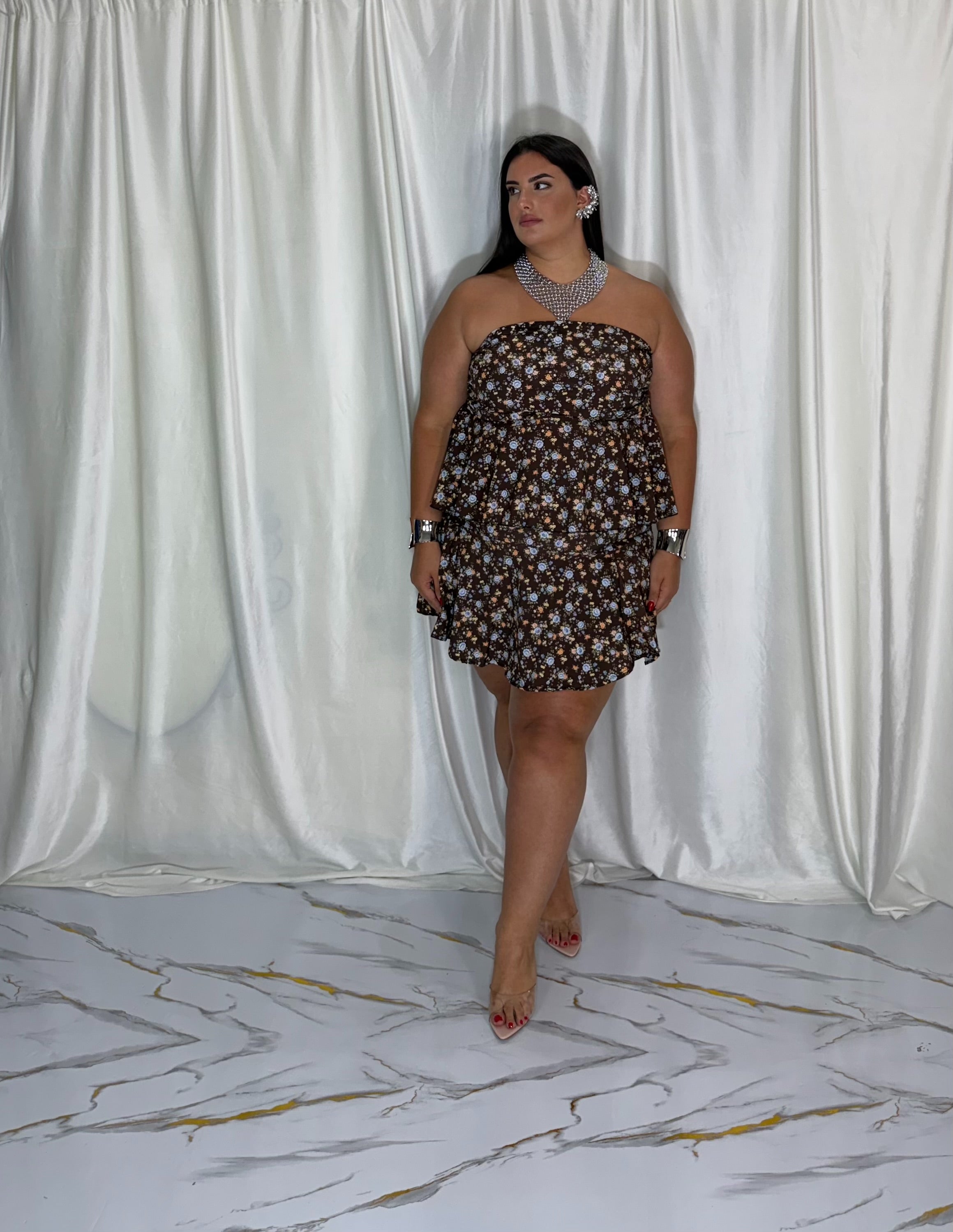 Coordinato floreale marrone