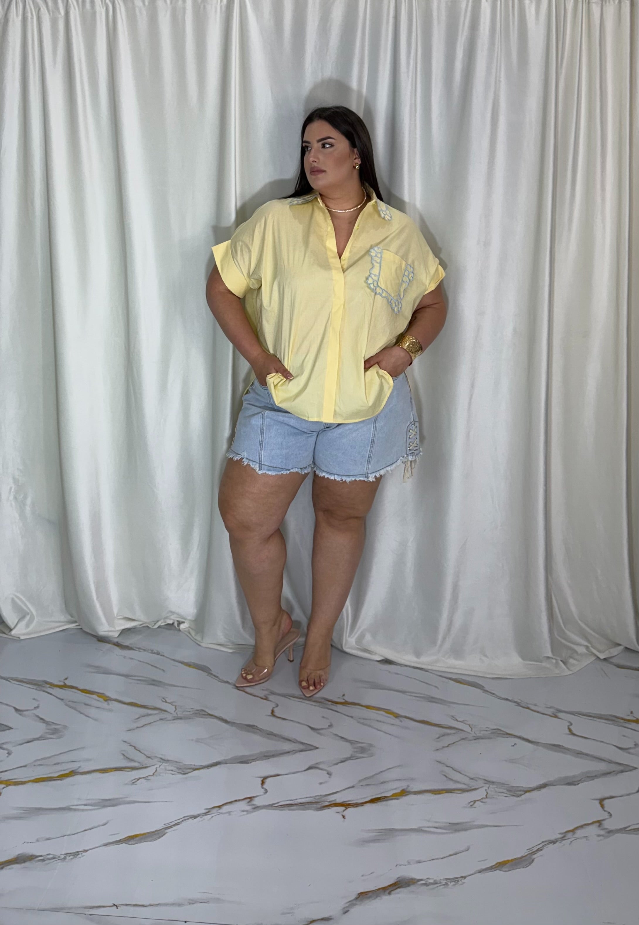 Bermuda in jeans treccia