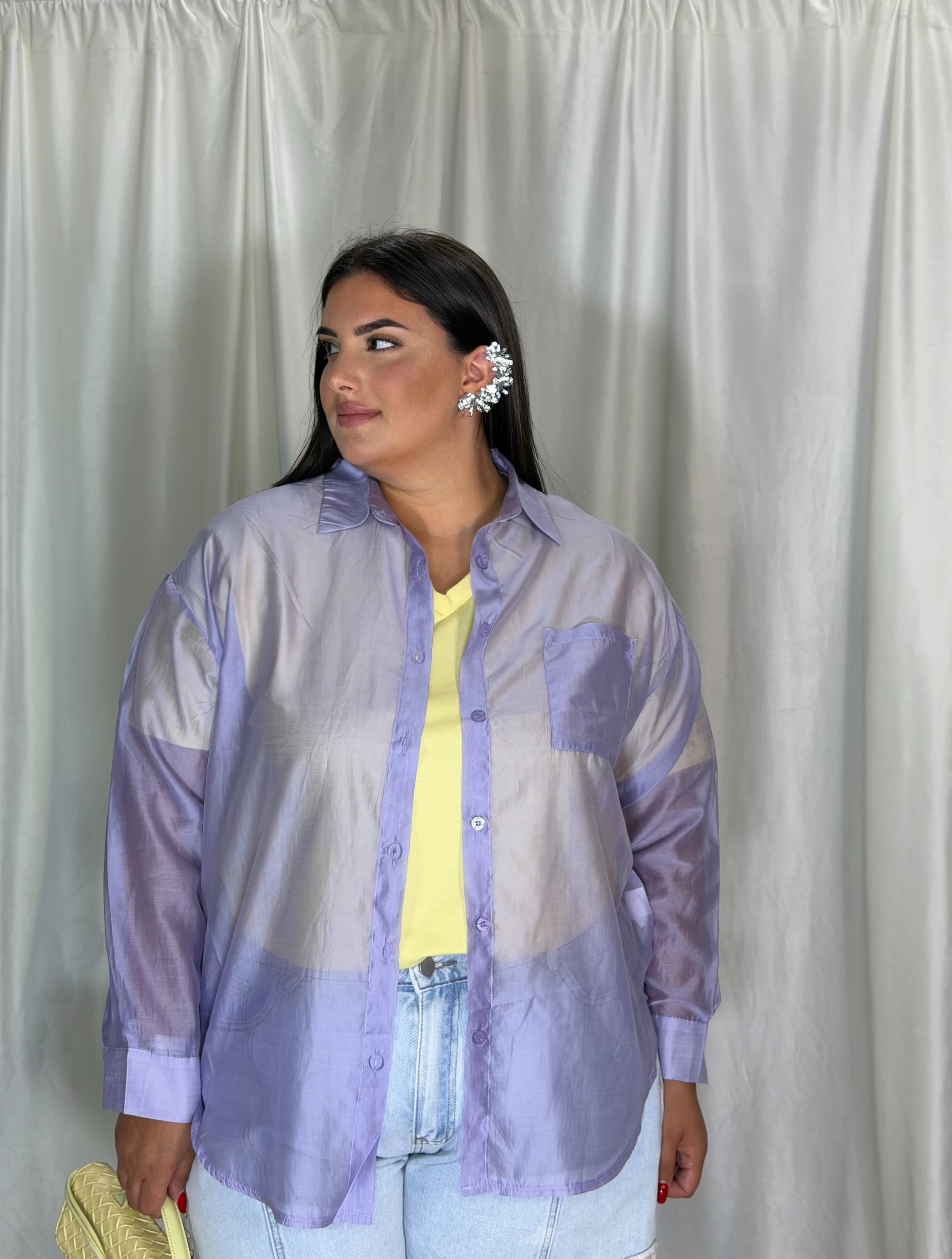 Camicia trasparente lilla