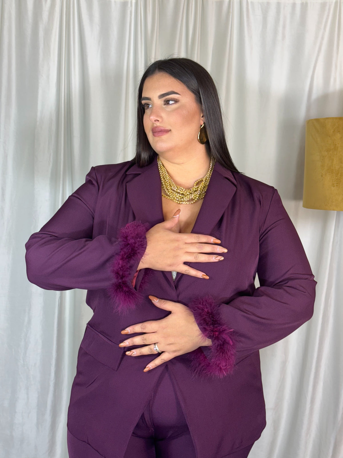 Tailleur piuma vinaccia