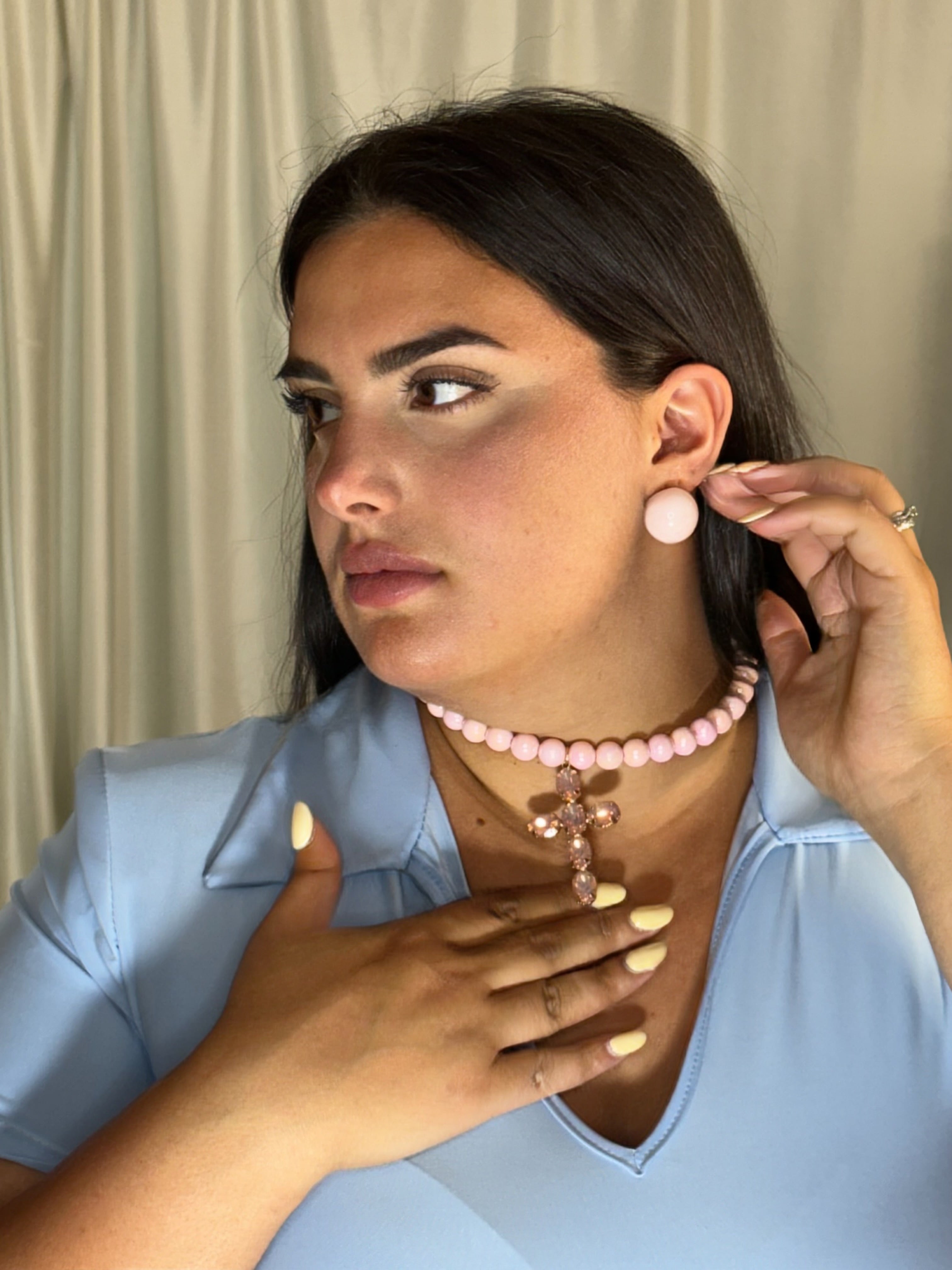 Orecchini perla rosa