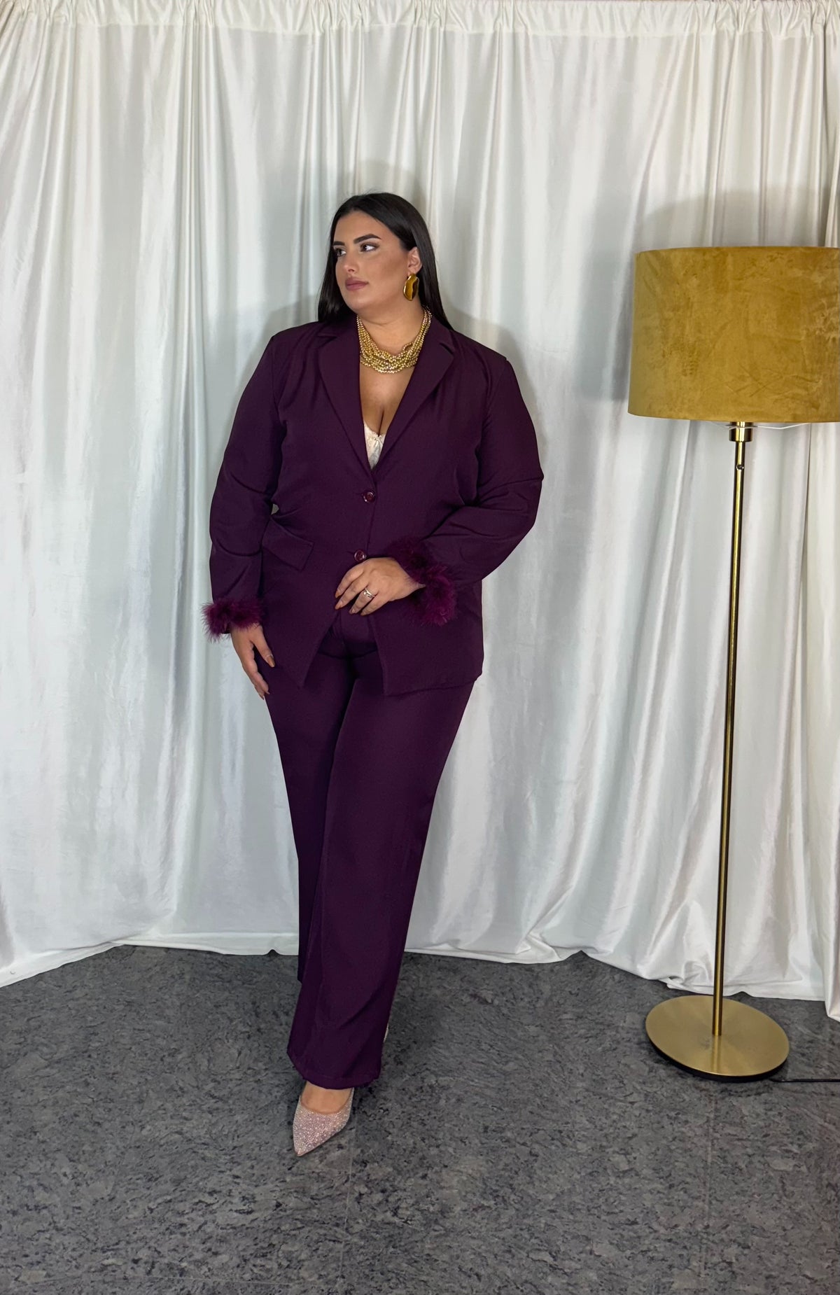 Tailleur piuma vinaccia