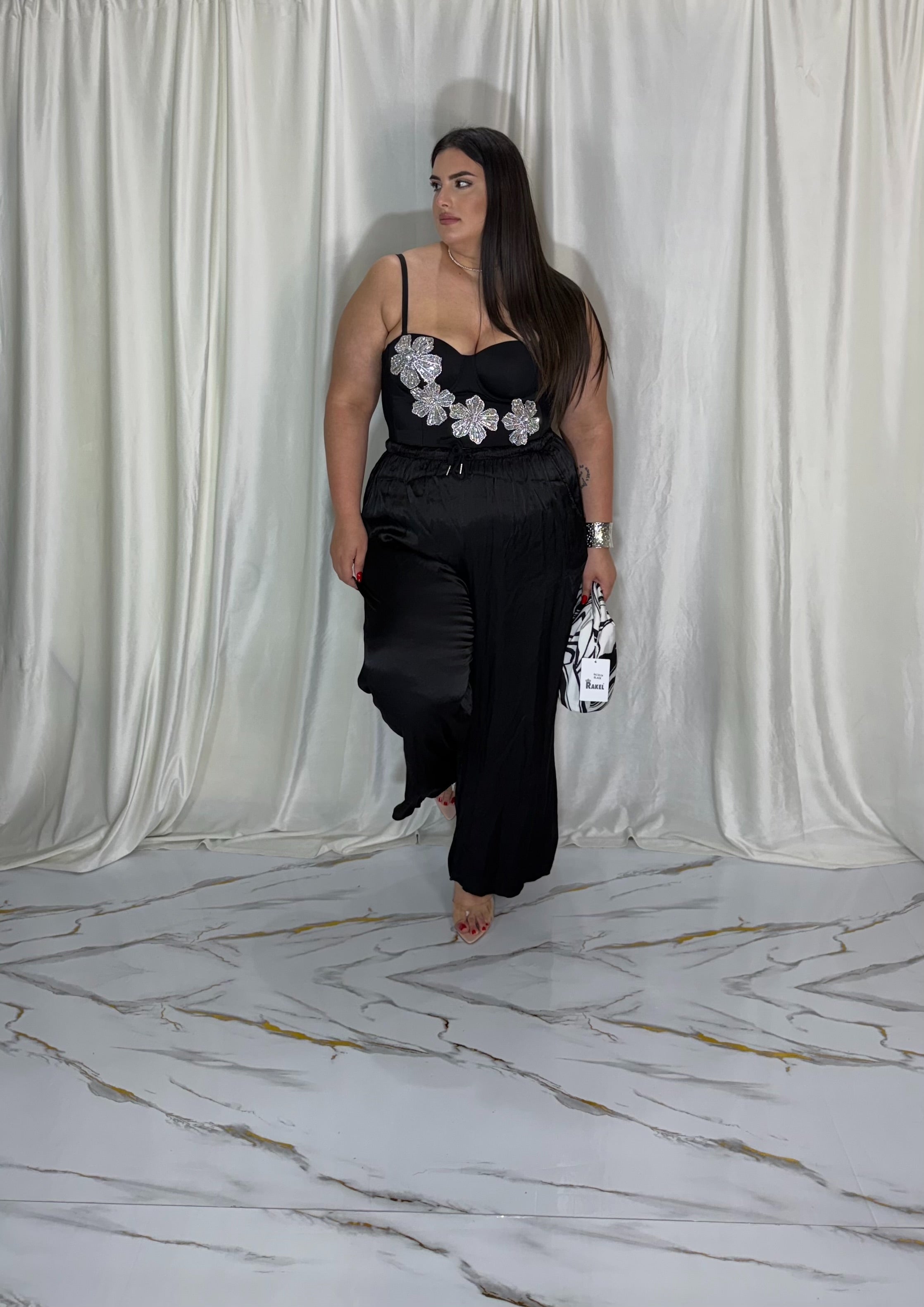 Pantalone satin nero