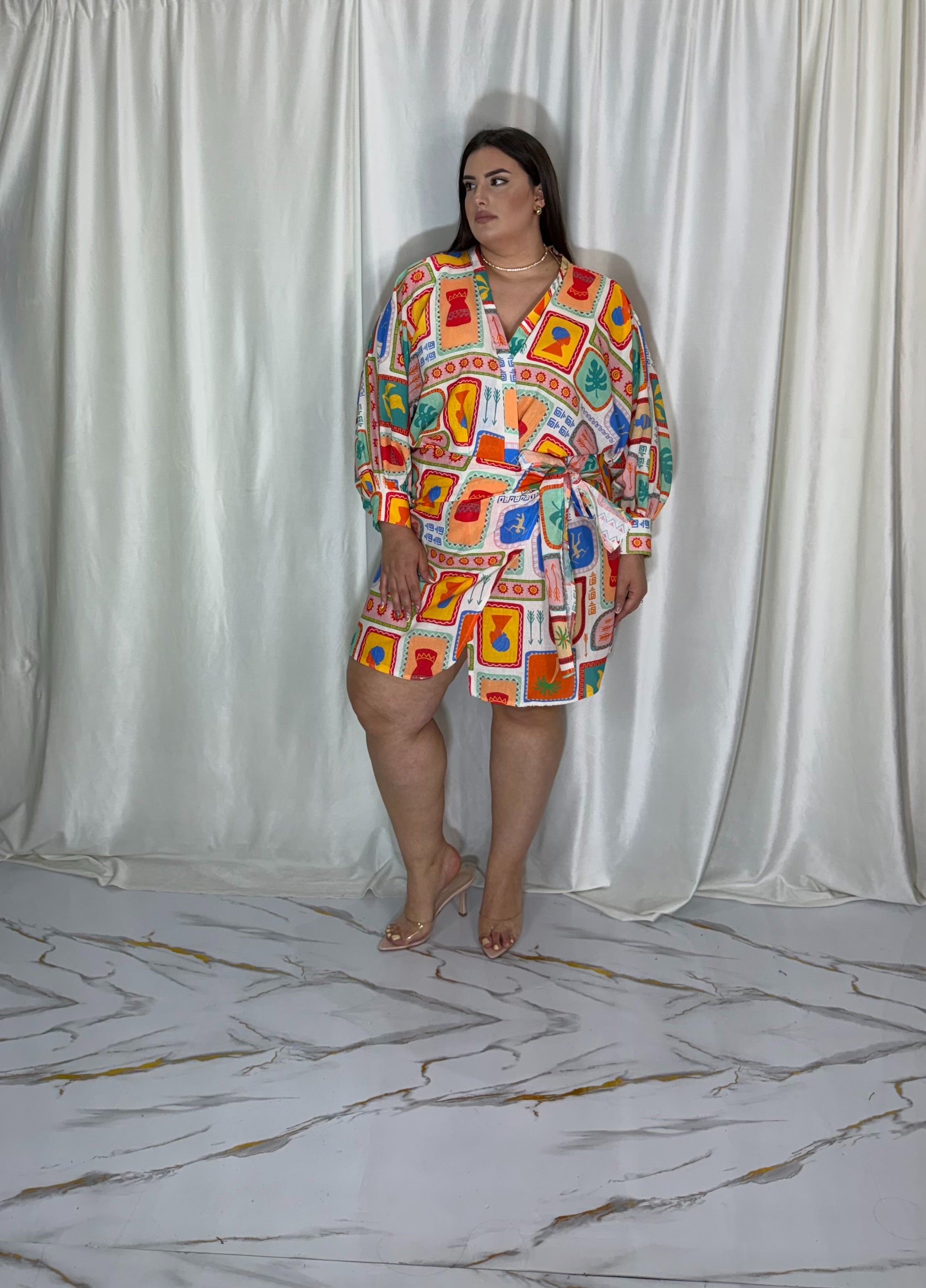 Dress a portafoglio a fantasia verde