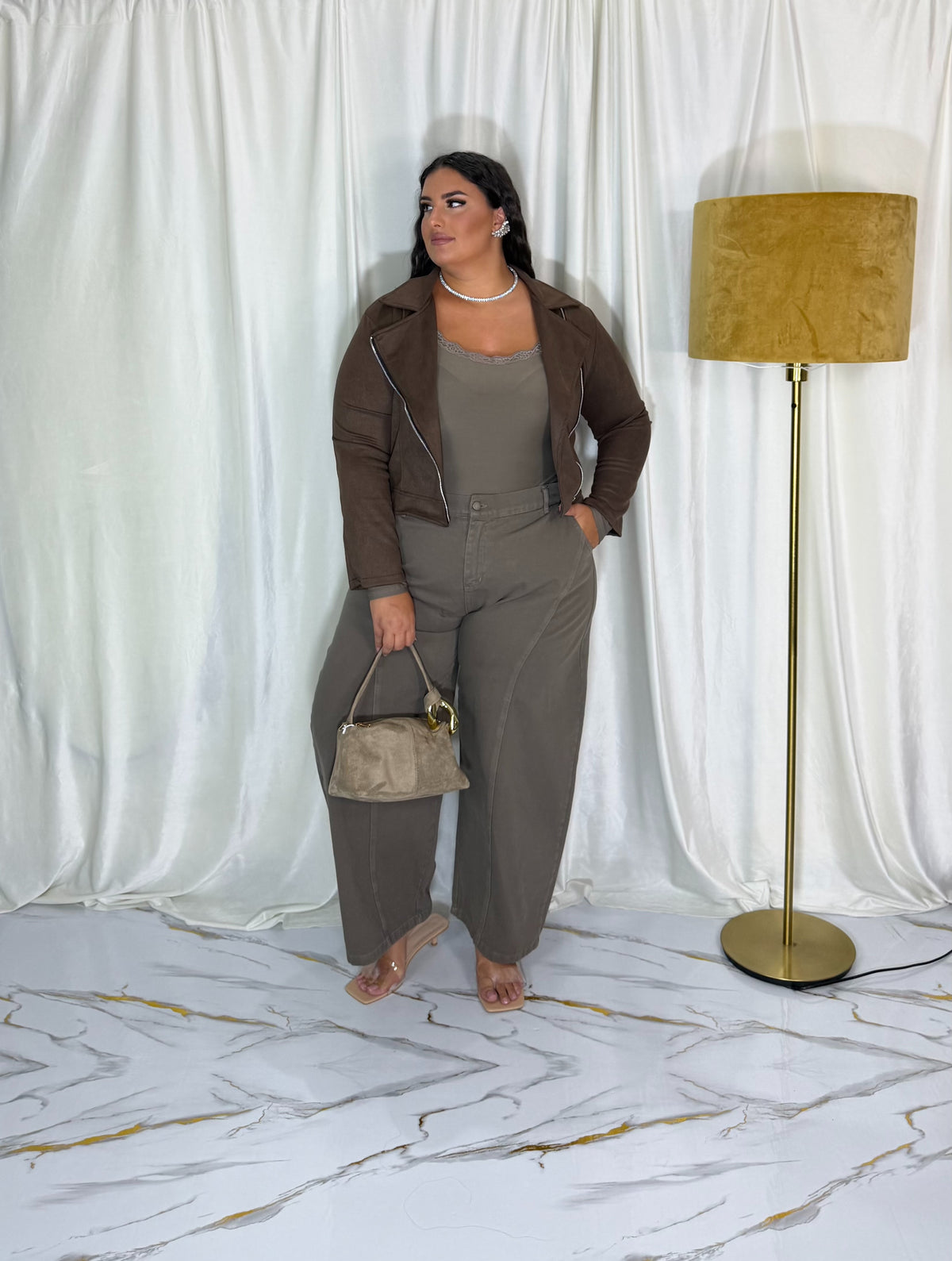 Giubbotto in camoscio marrone
