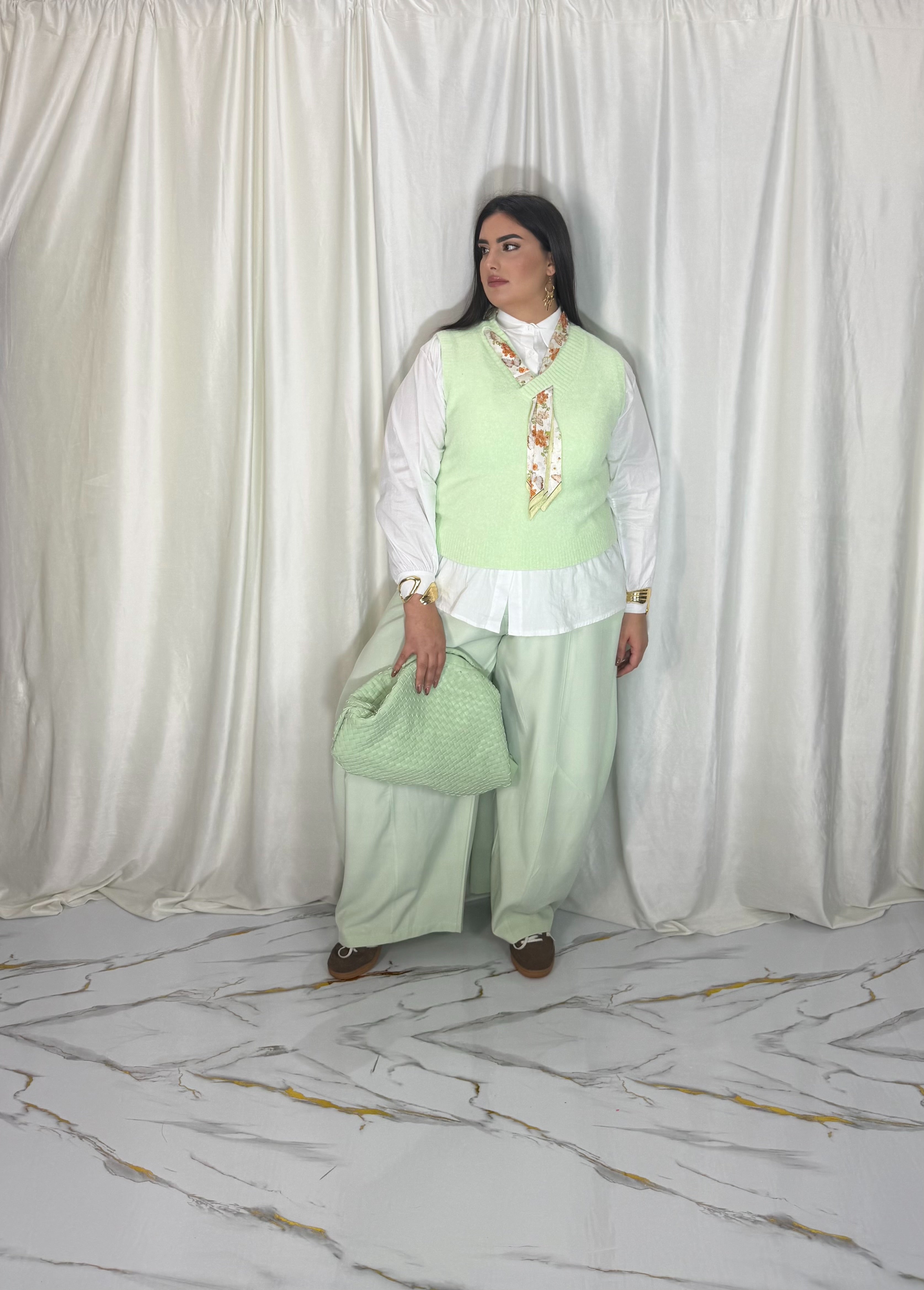 Pantalone ely verde acqua