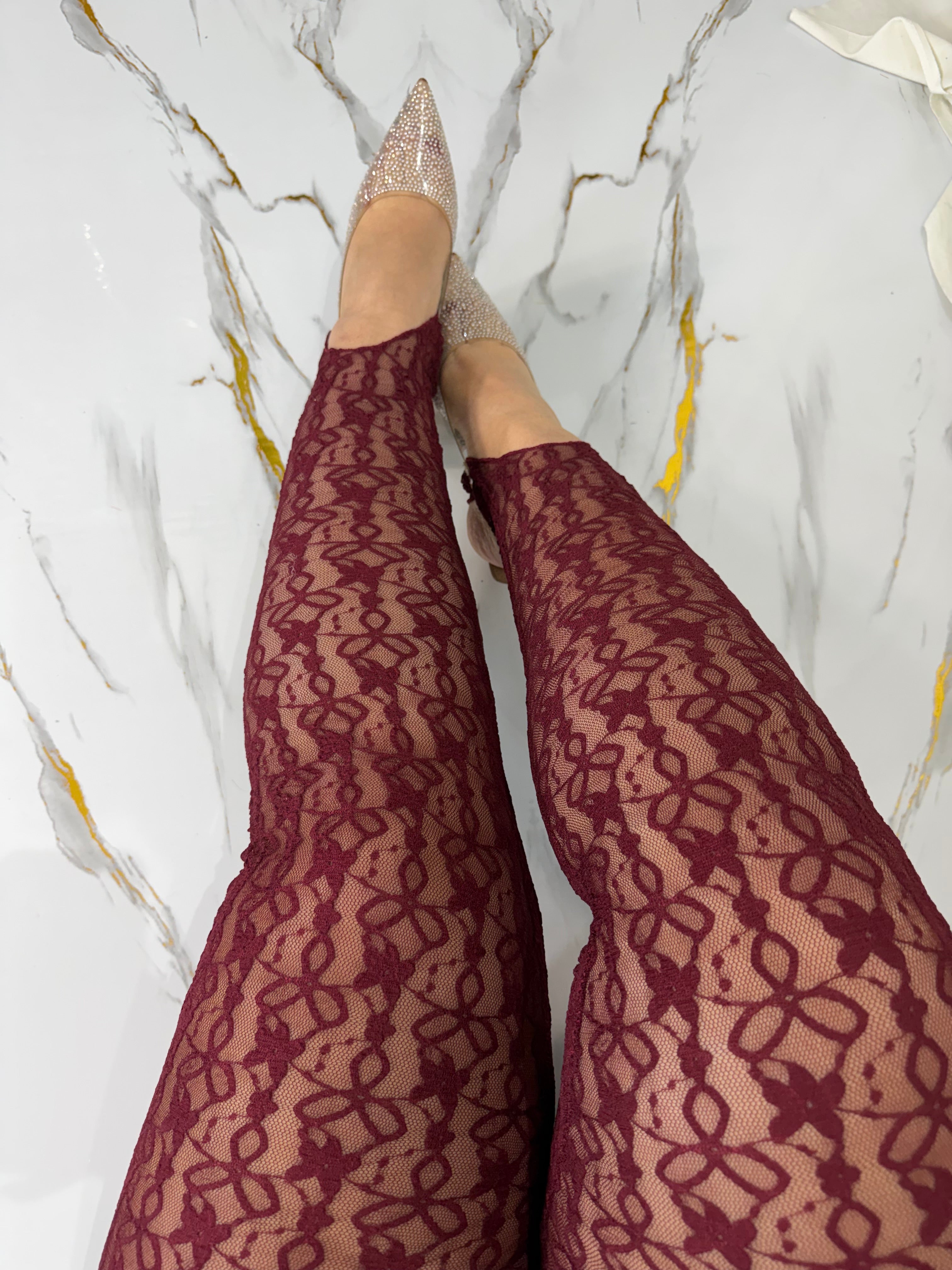 Leggins calze in pizzo bordo