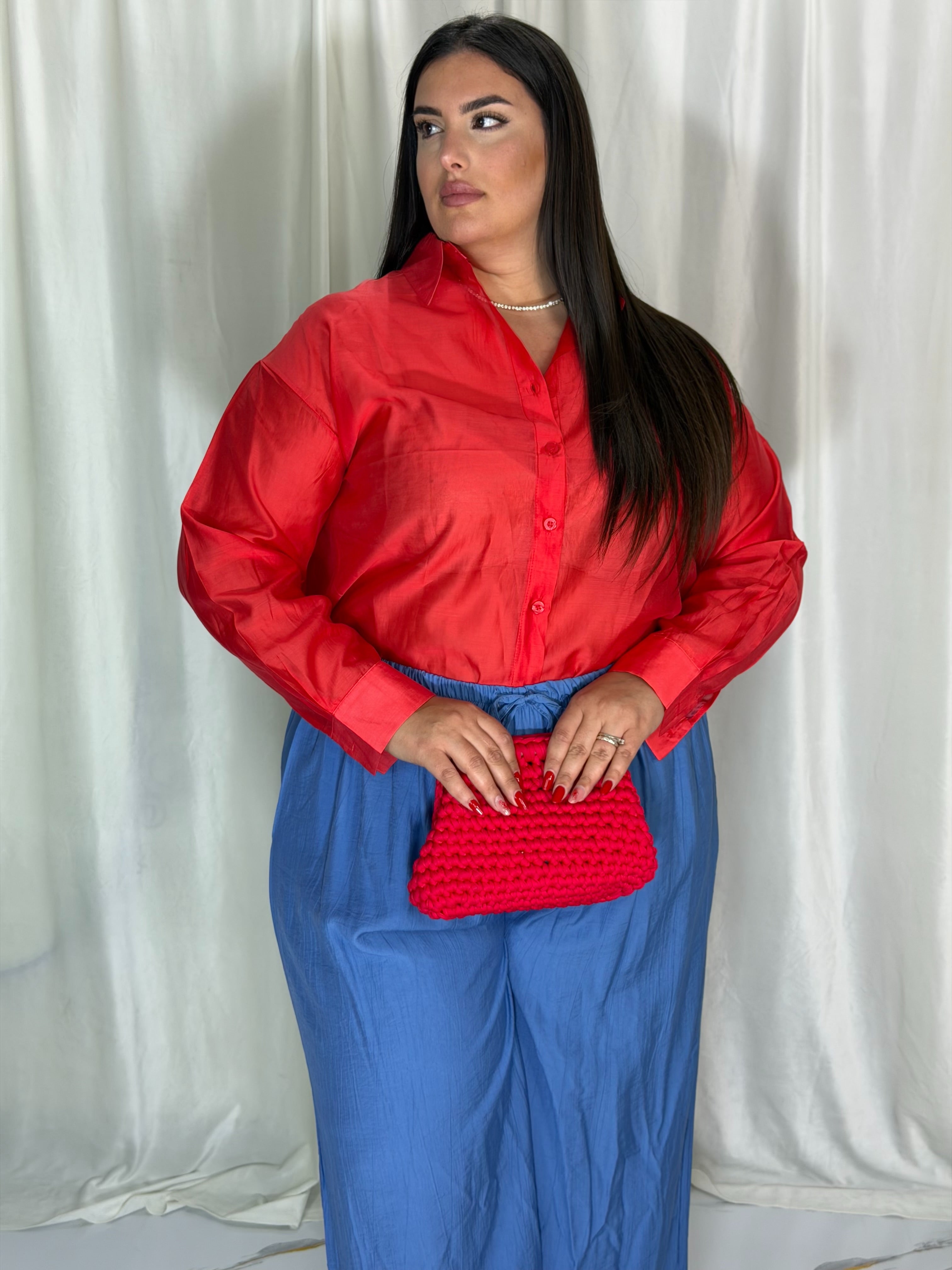 Camicia trasparente rossa