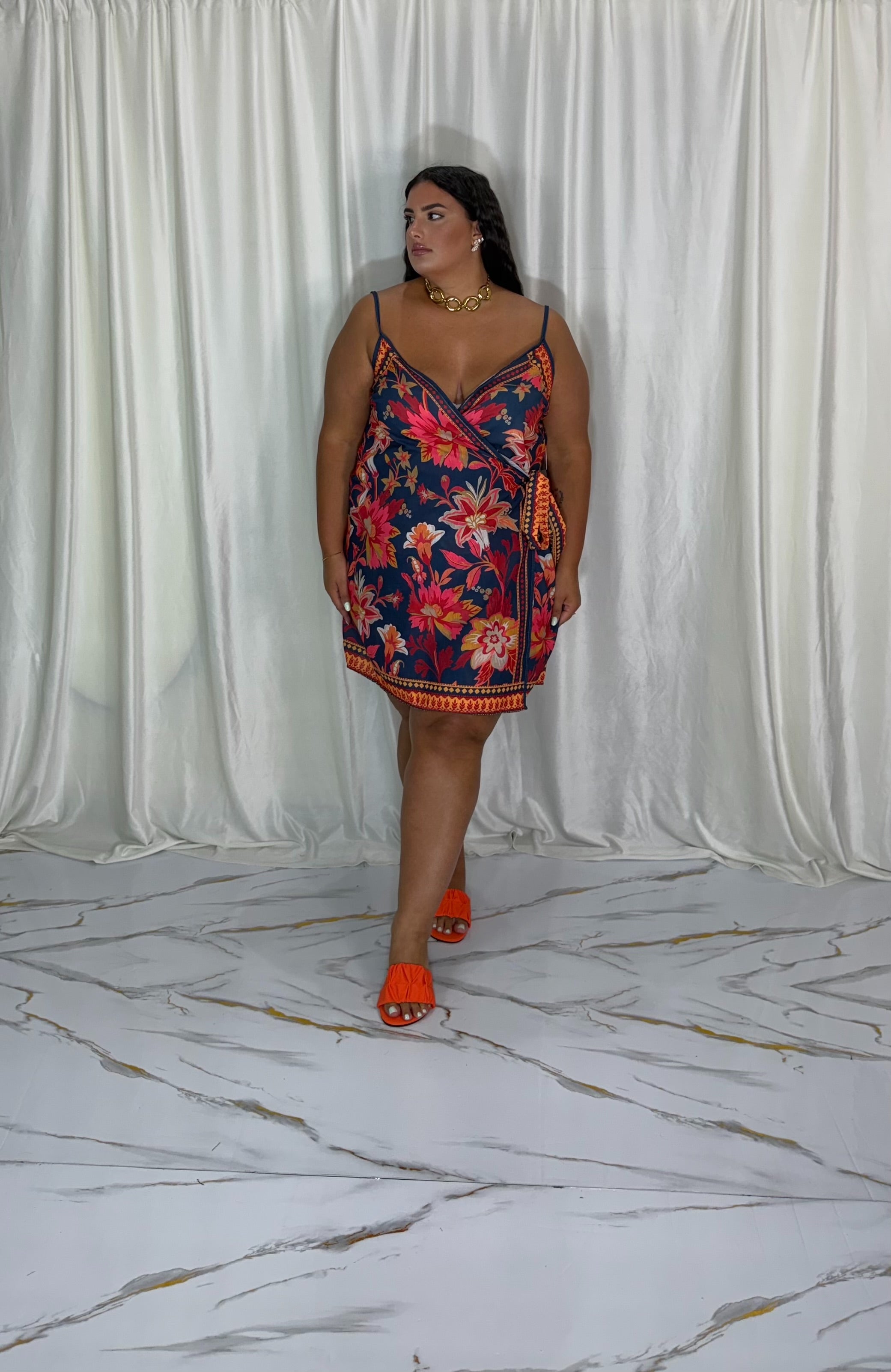 Dress a portafoglio flower arancione