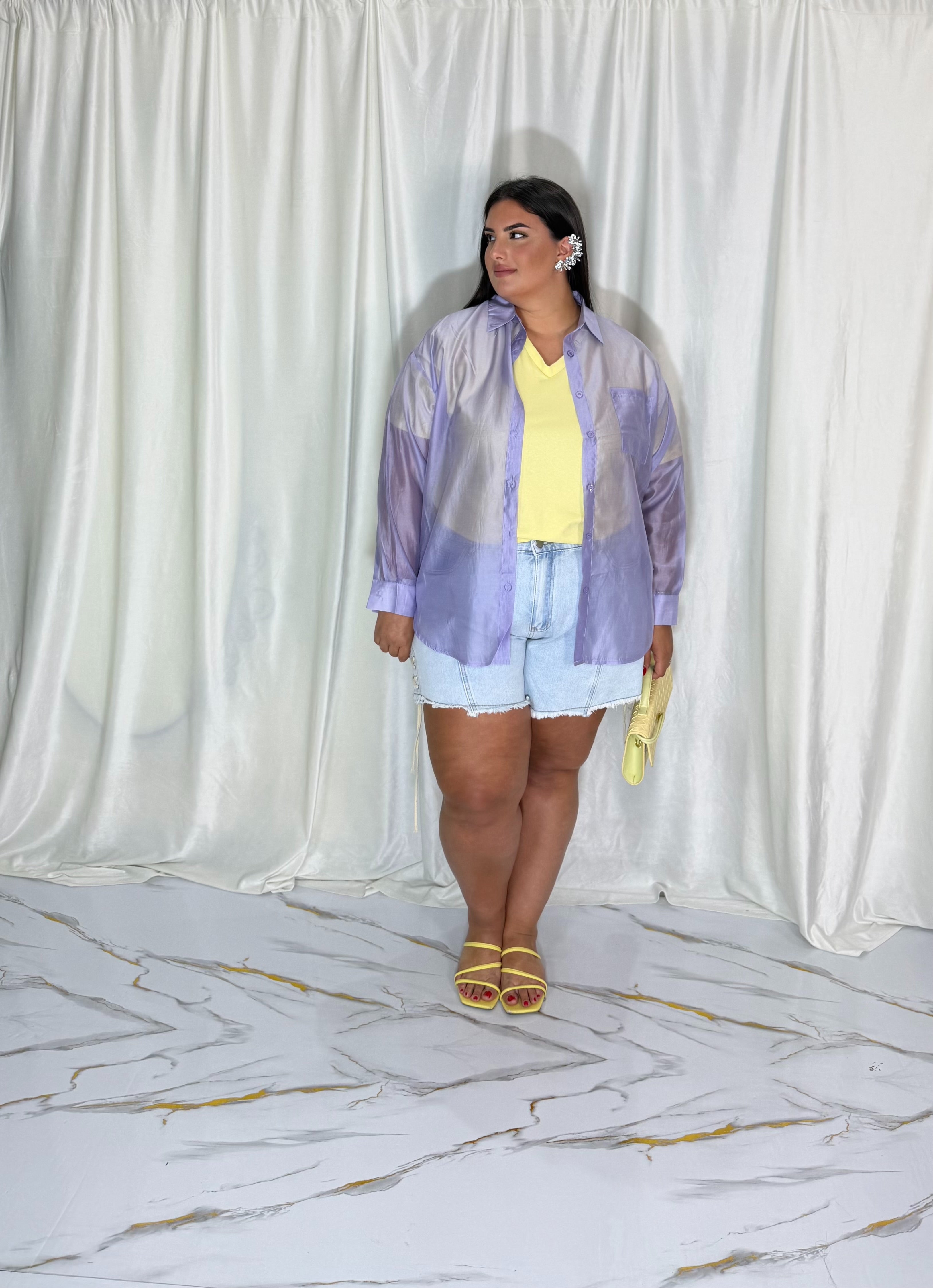 Camicia trasparente lilla
