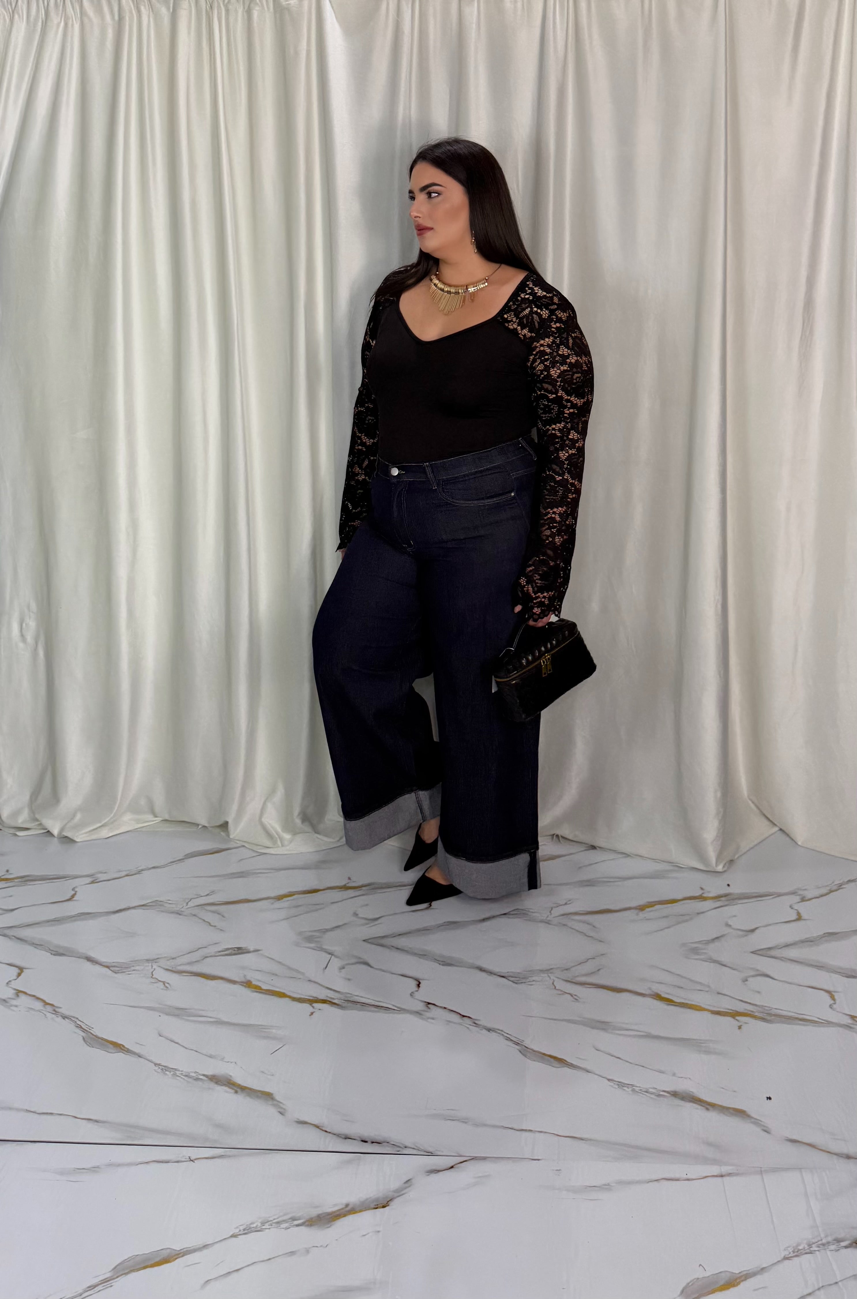 Jeans con piegone blu