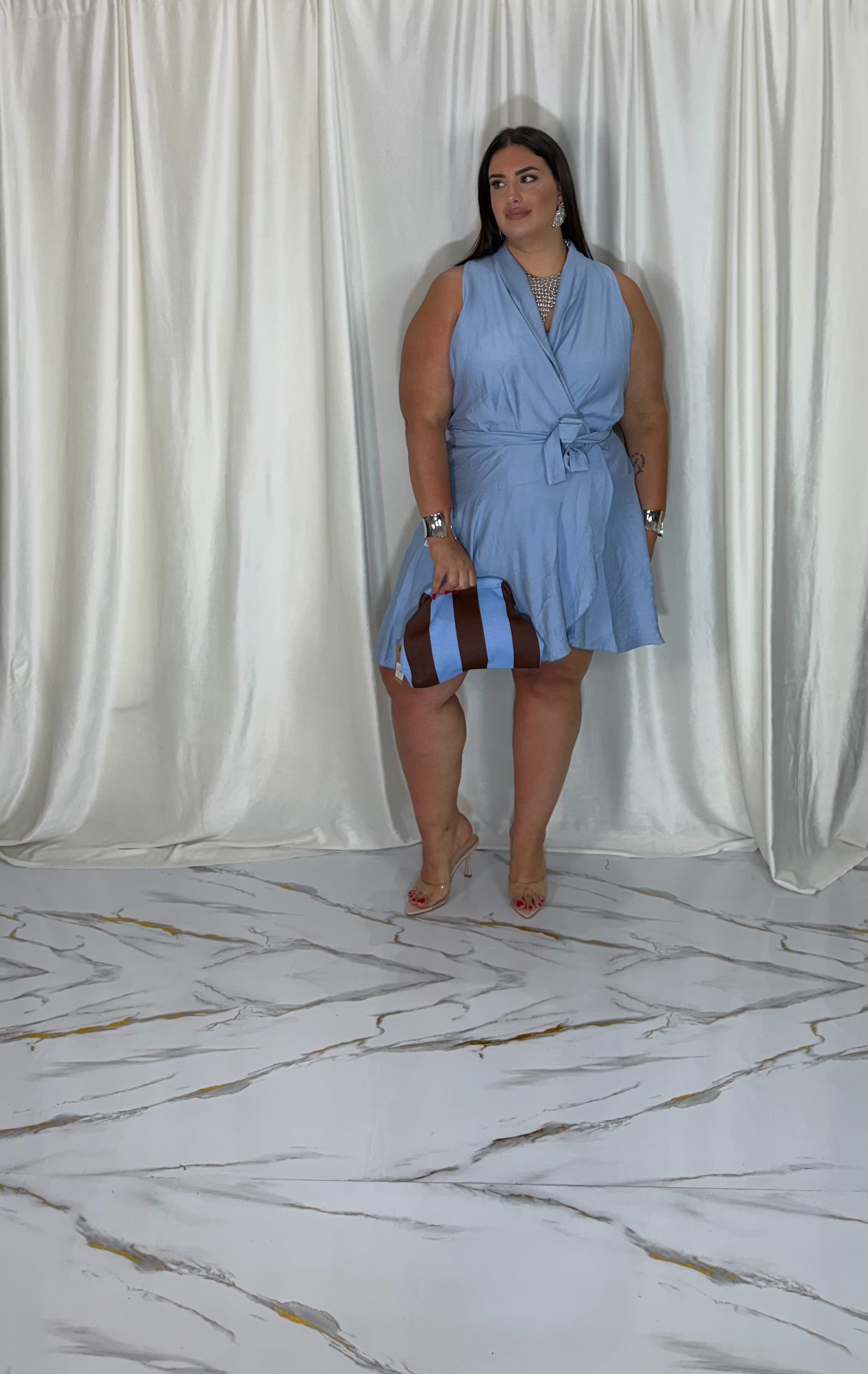 Dress a portafoglio Giusy celeste