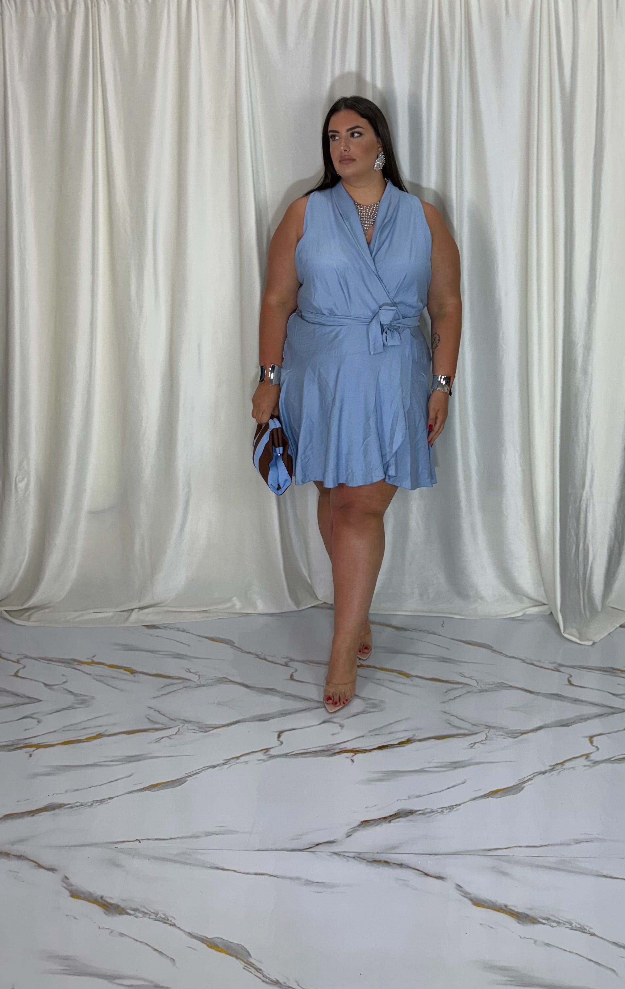 Dress a portafoglio Giusy celeste