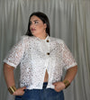 Camicia crop in pizzo bianca