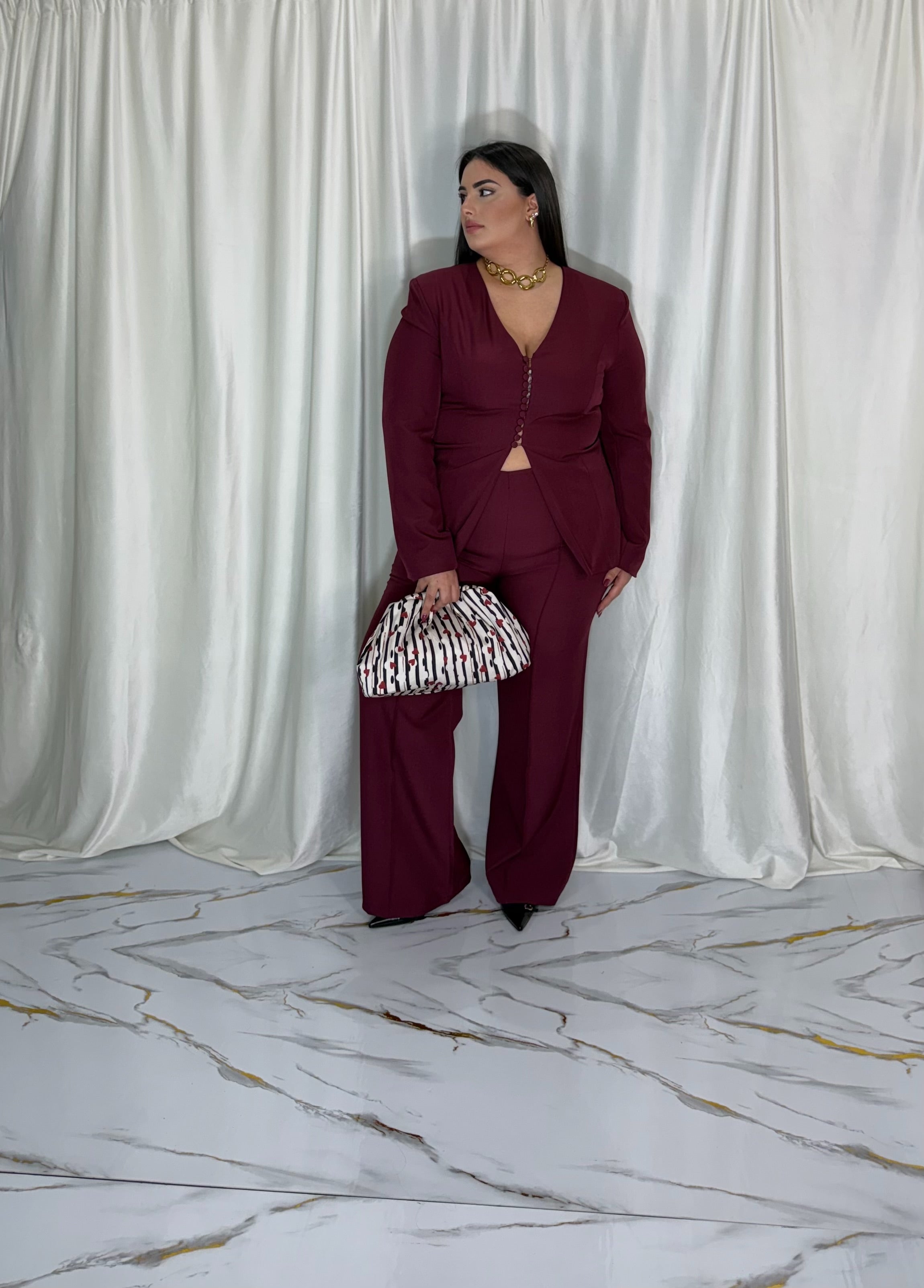 Tailleur bottoni bordo