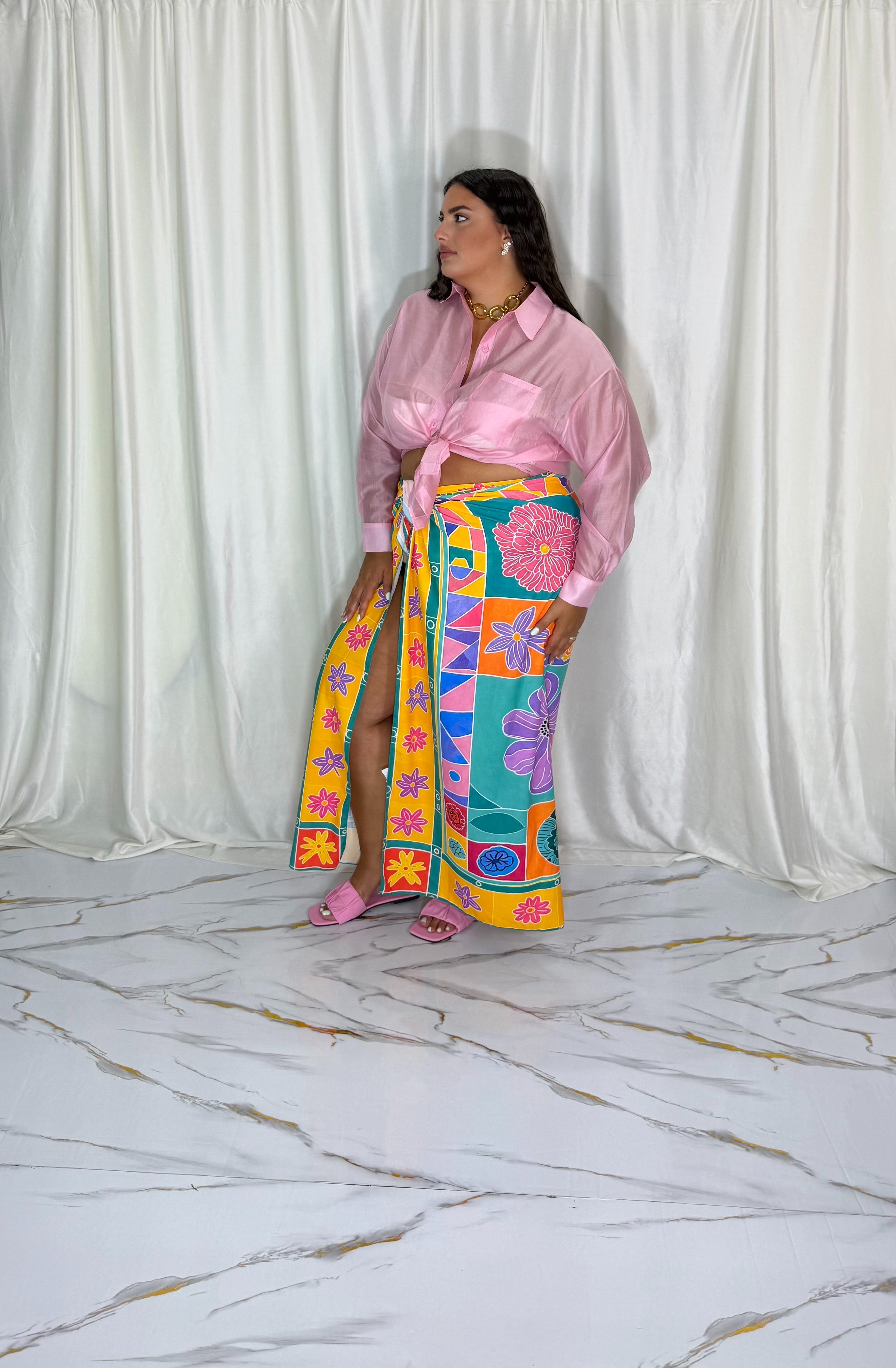 Gonna pareo lunga multicolore