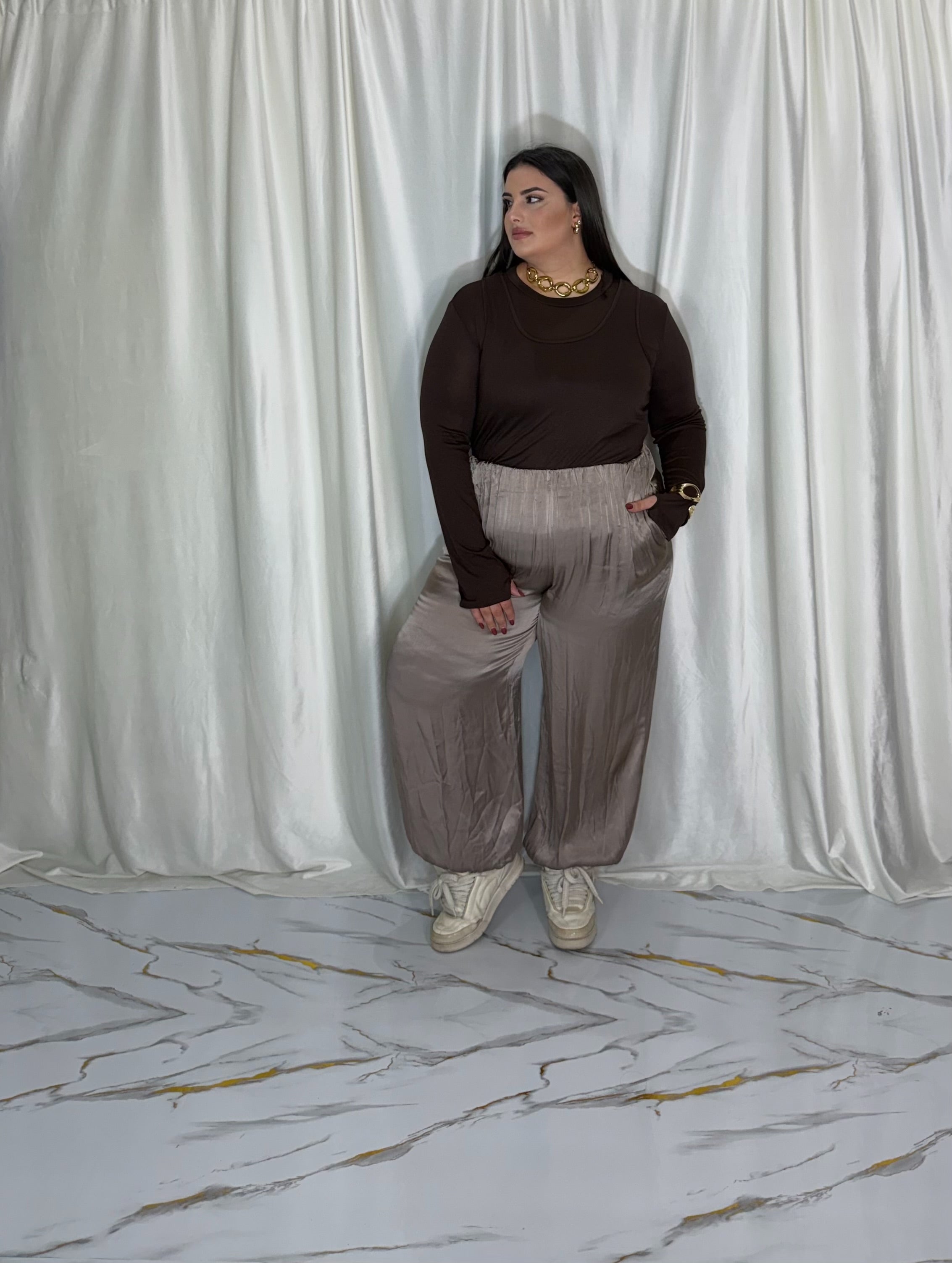 Pantalone ballon isa tortora