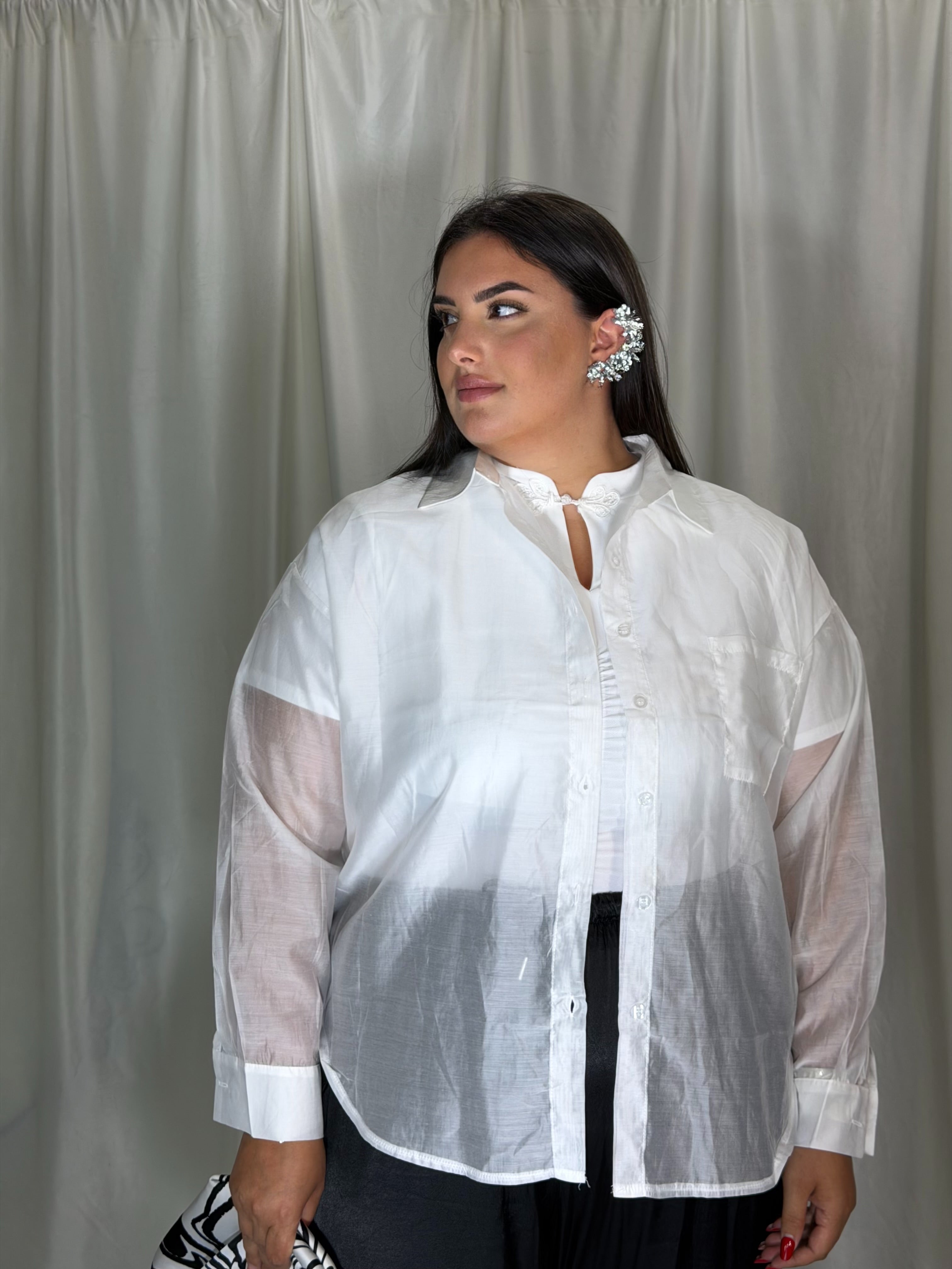 Camicia trasparente bianca