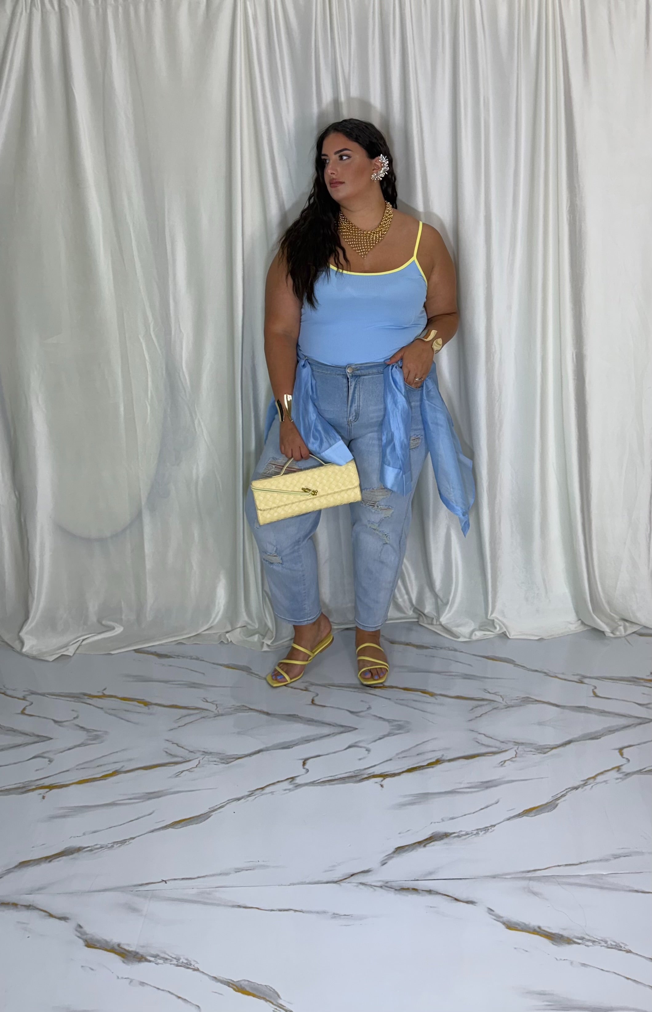 Camicia trasparente celeste