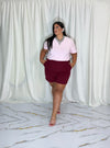 T-shirt basic scollo a V rosa