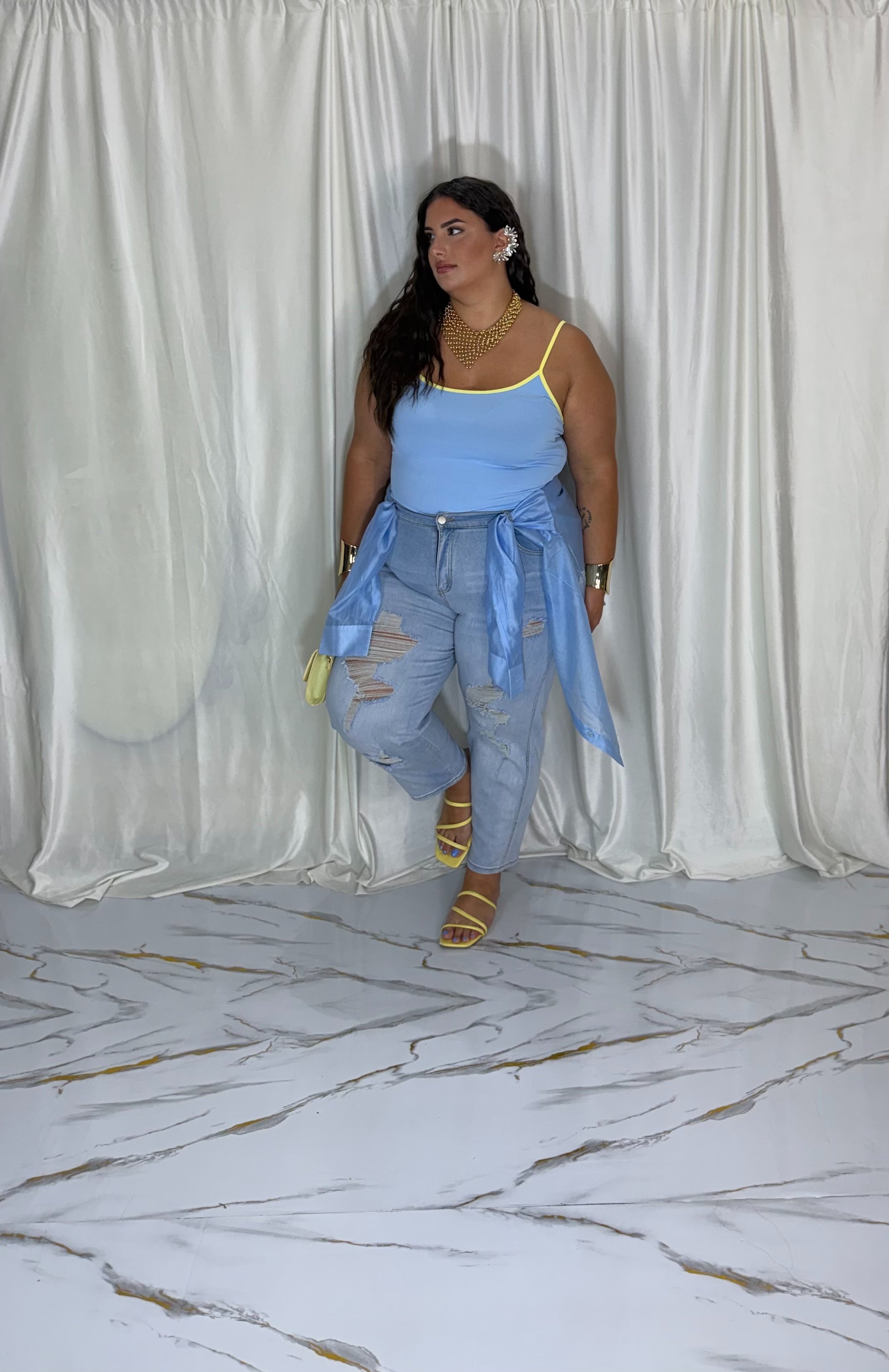Camicia trasparente celeste