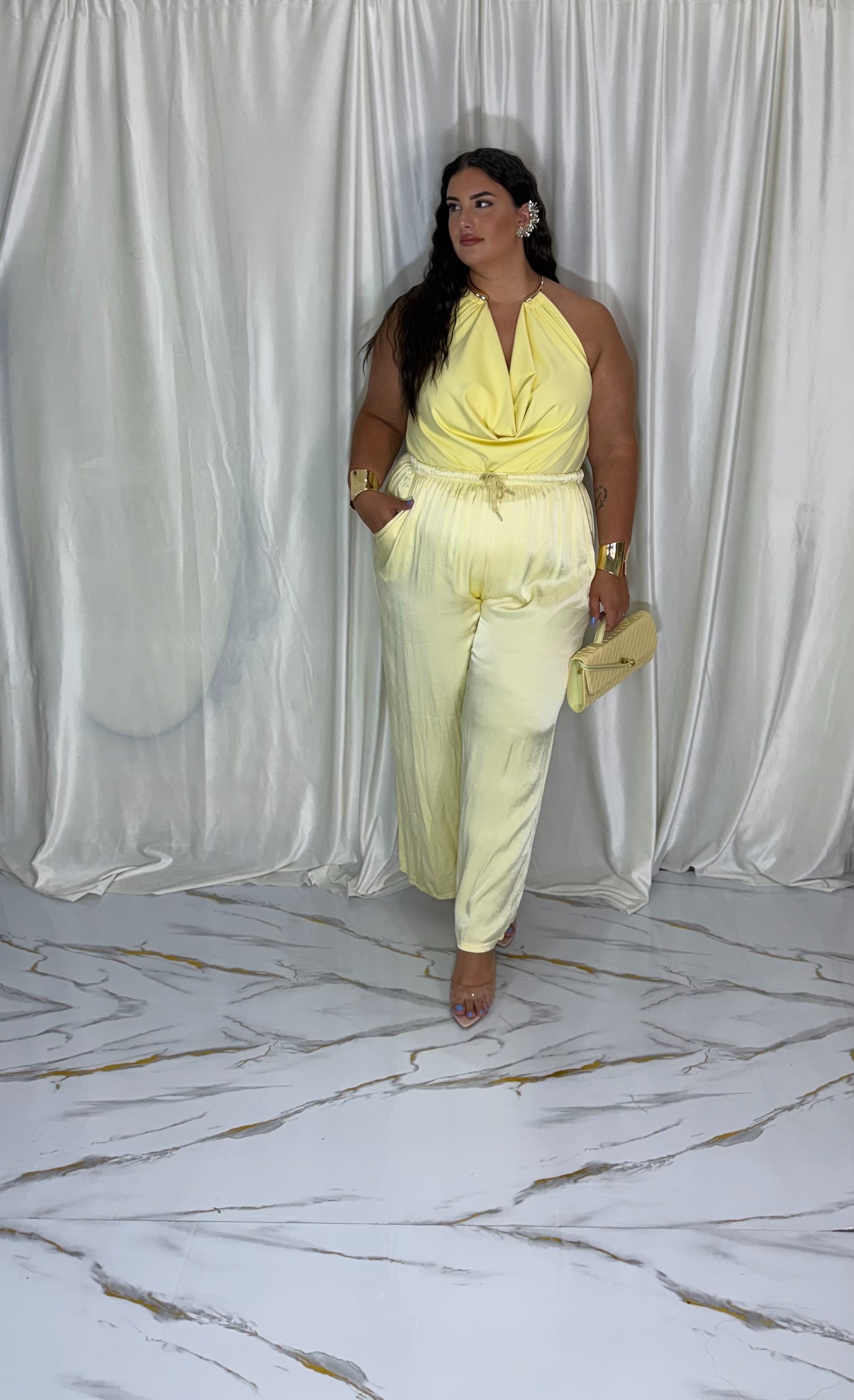 Pantalone satin giallo