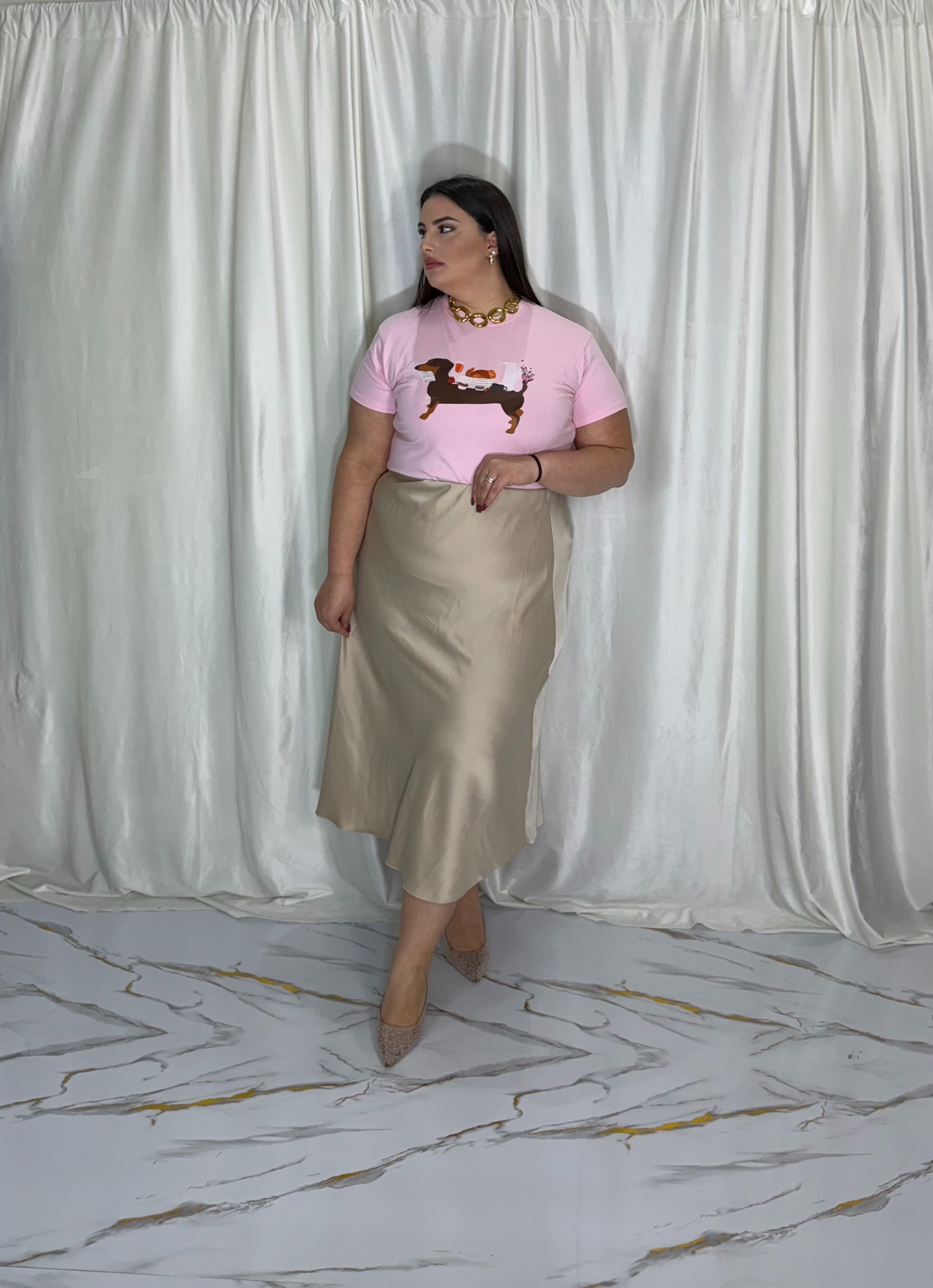 T-shirt bassotto rosa