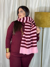 Sciarpa a righe rosa/bordo