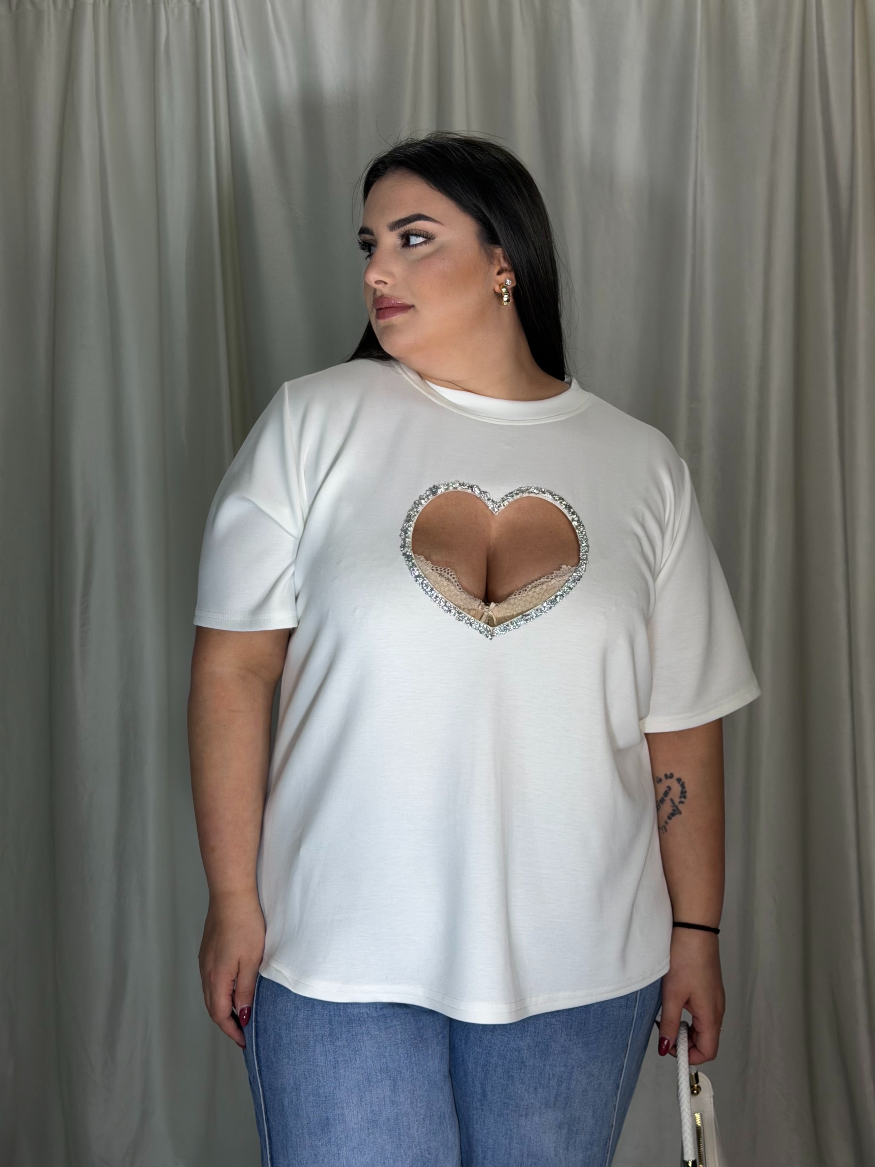 Maglia cuore bianca
