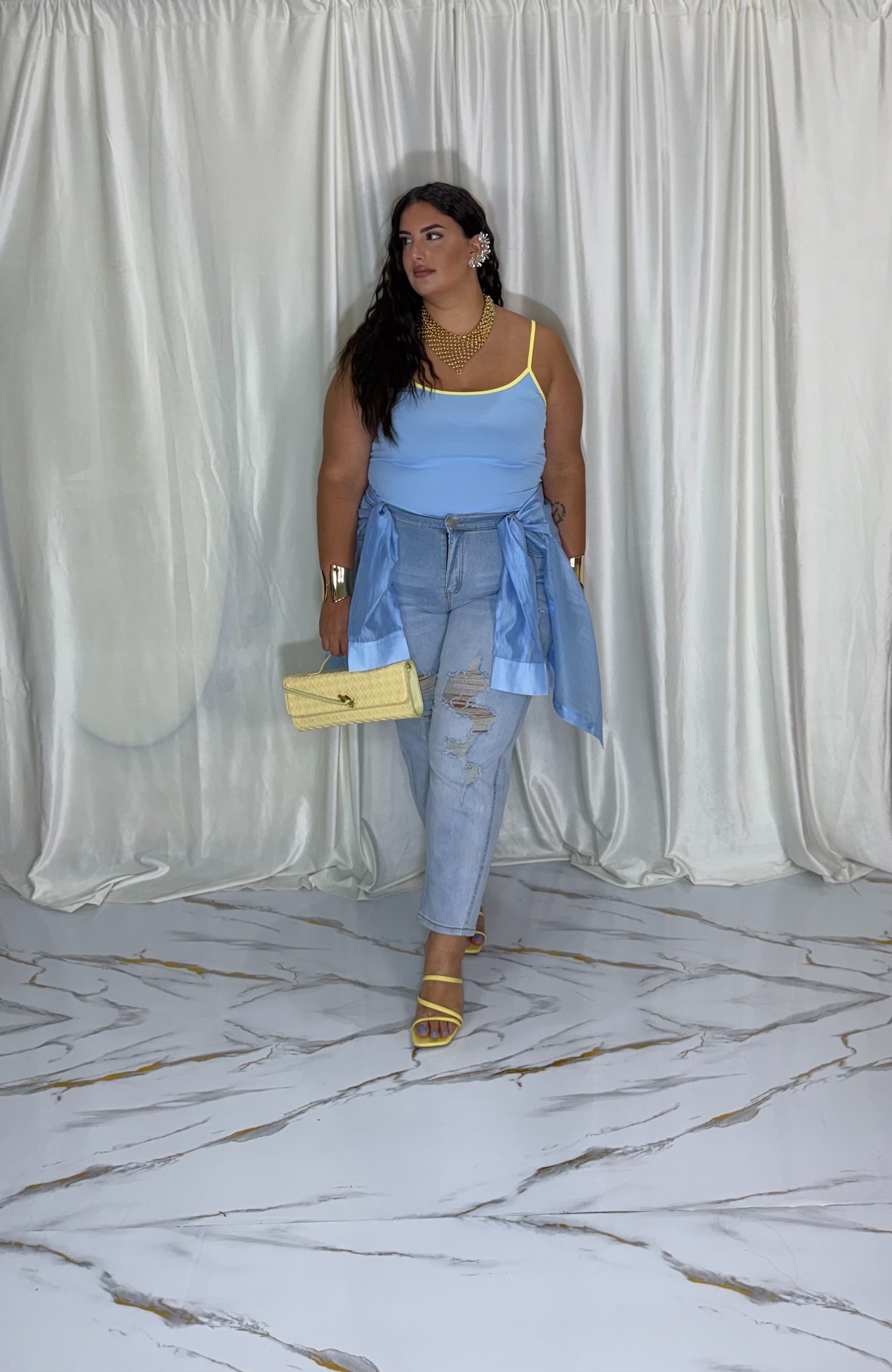 Camicia trasparente celeste