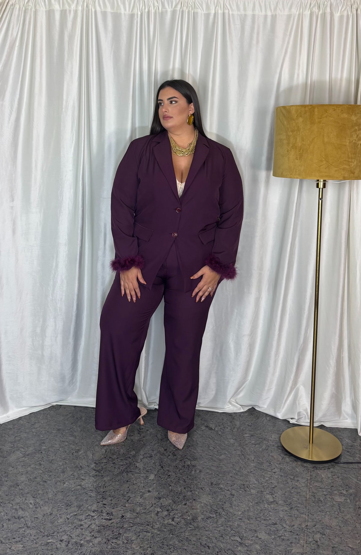 Tailleur piuma vinaccia
