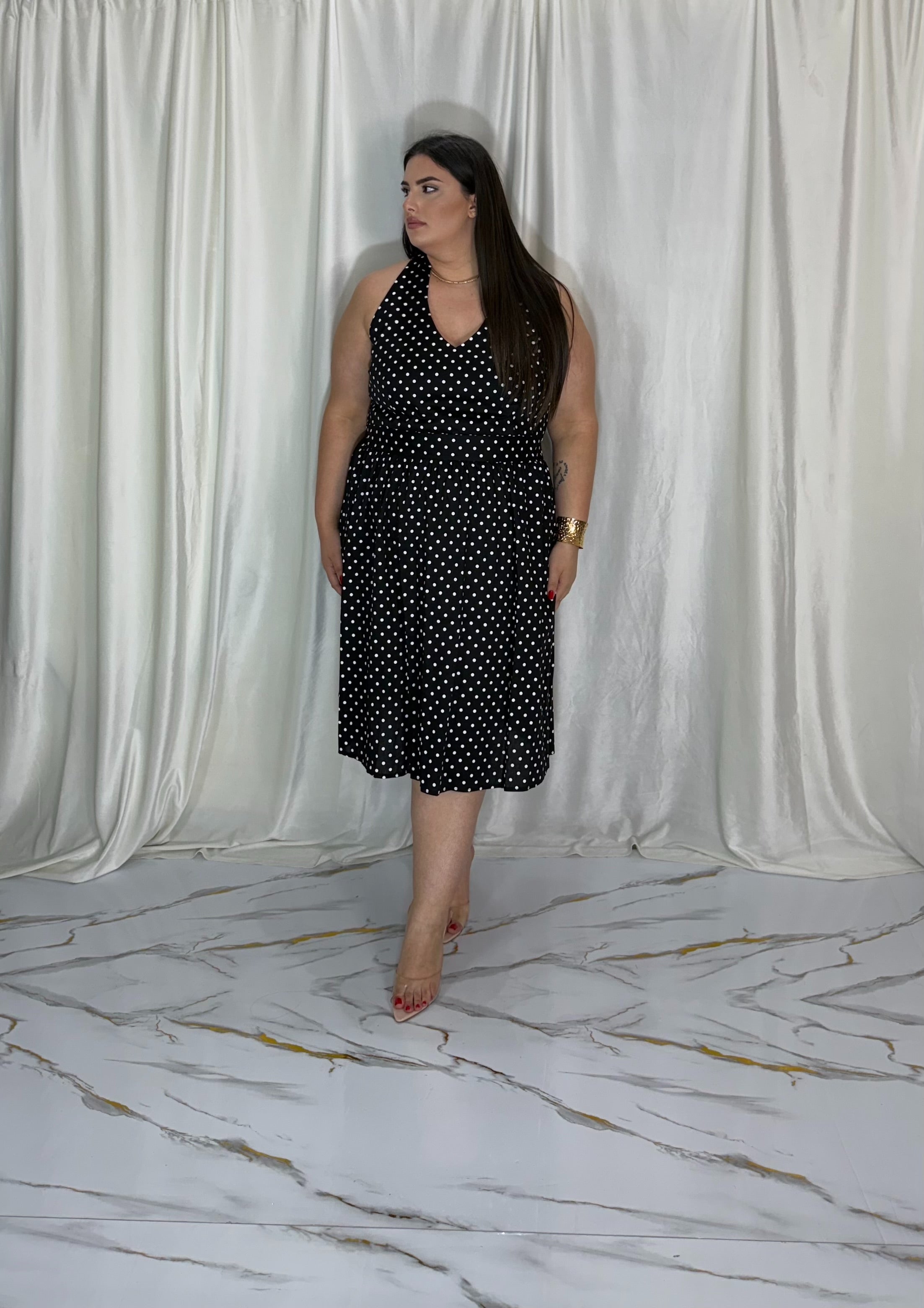 Dress pois nero