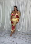 Costume+copri costume 2 pezzi flower giallo/fucsia