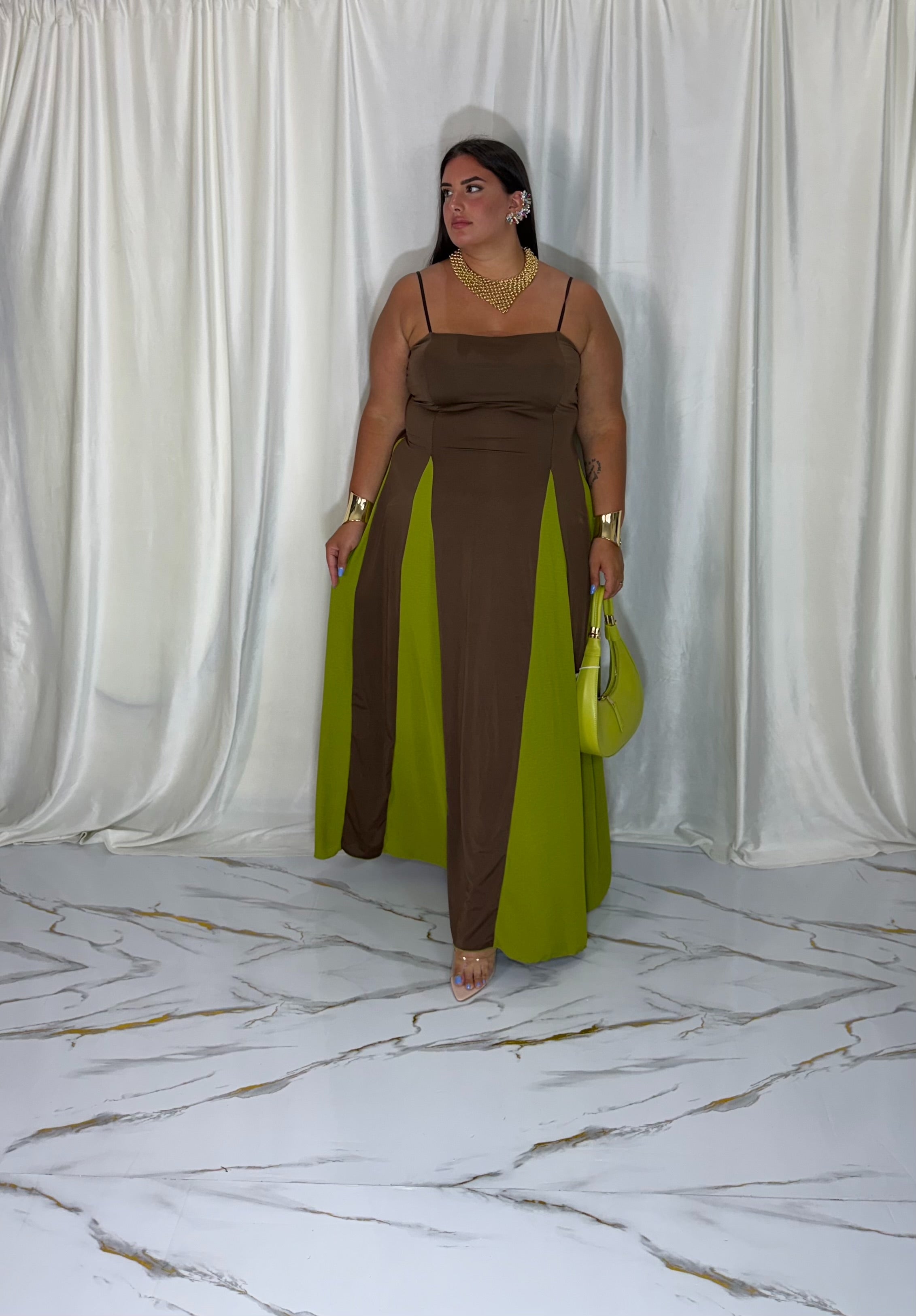 Dress bicolor marrone