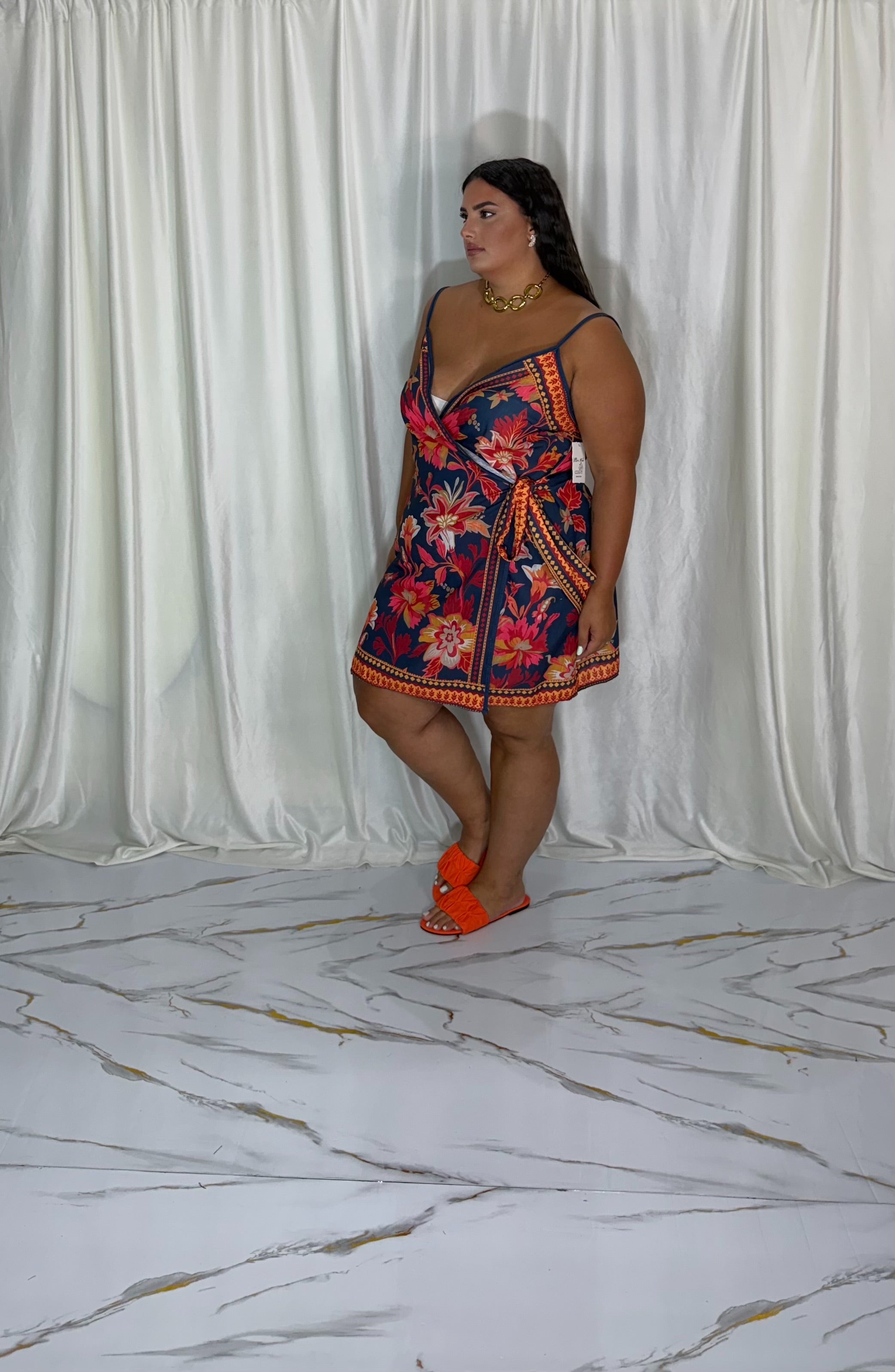 Dress a portafoglio flower arancione