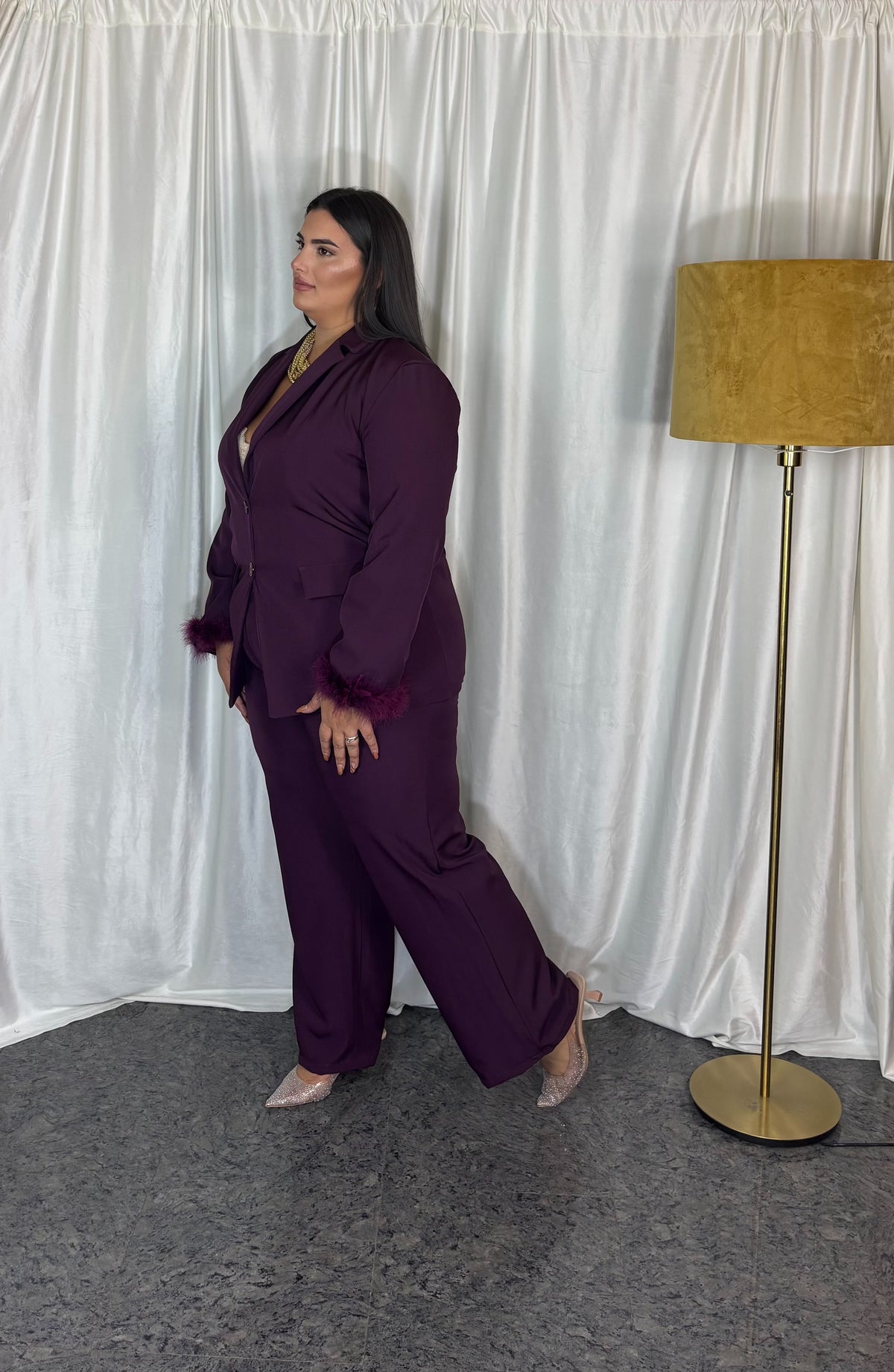Tailleur piuma vinaccia