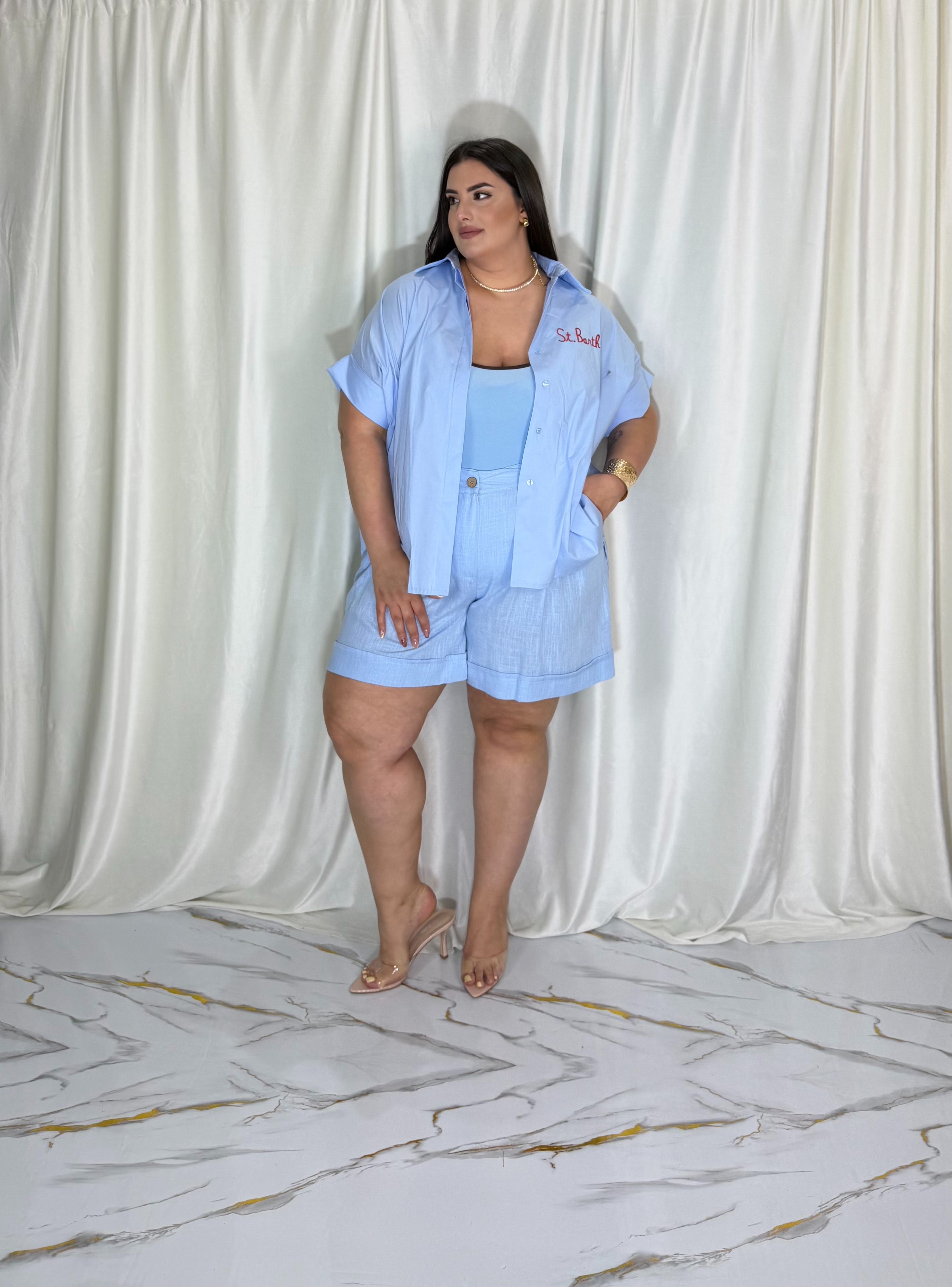 Camicia st.barth celeste
