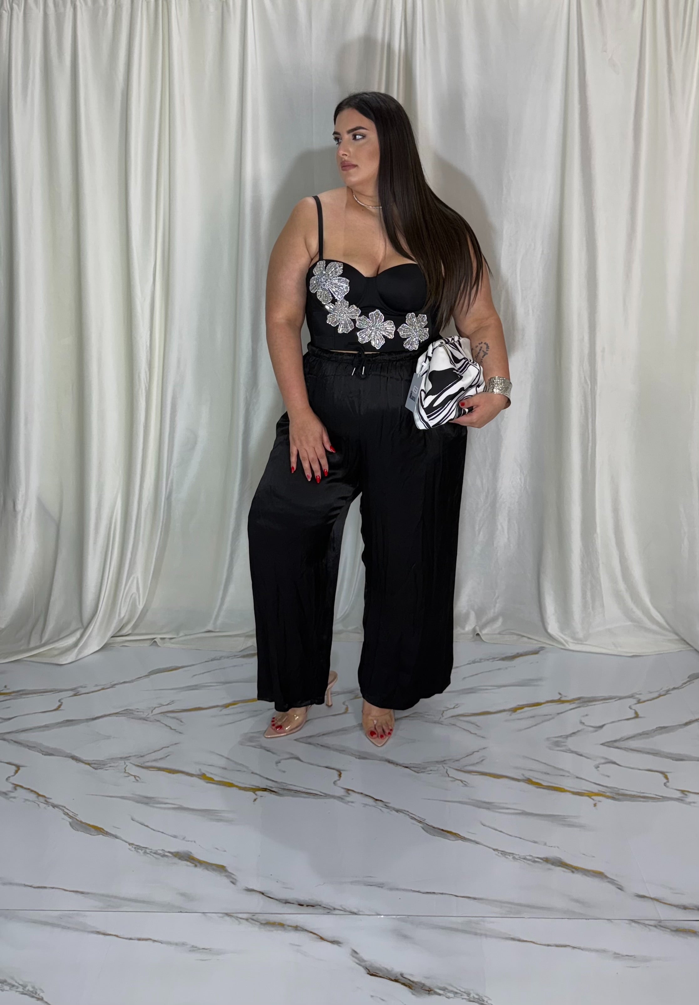 Pantalone satin nero