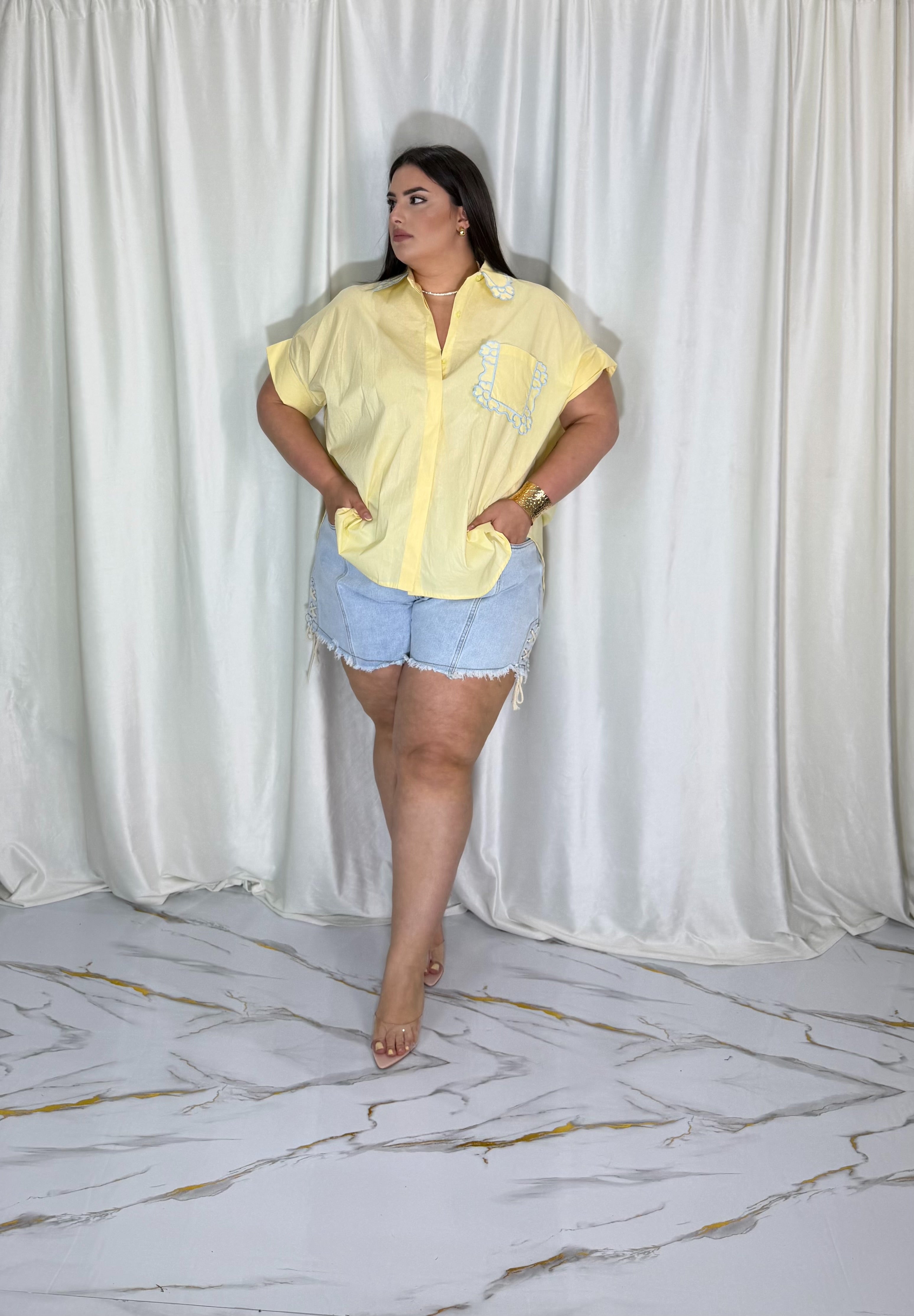 Bermuda in jeans treccia
