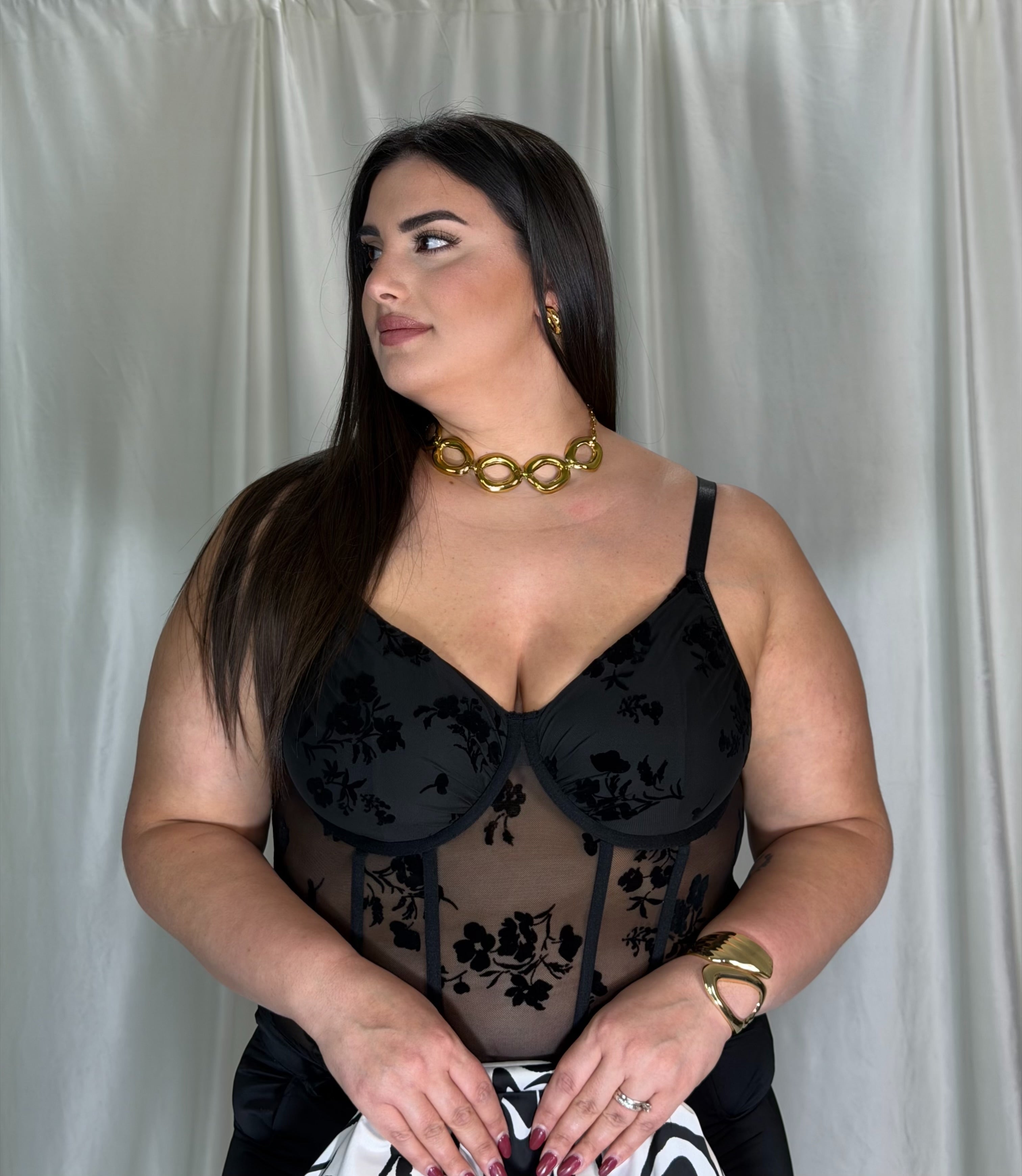 Corsetto fiore nero